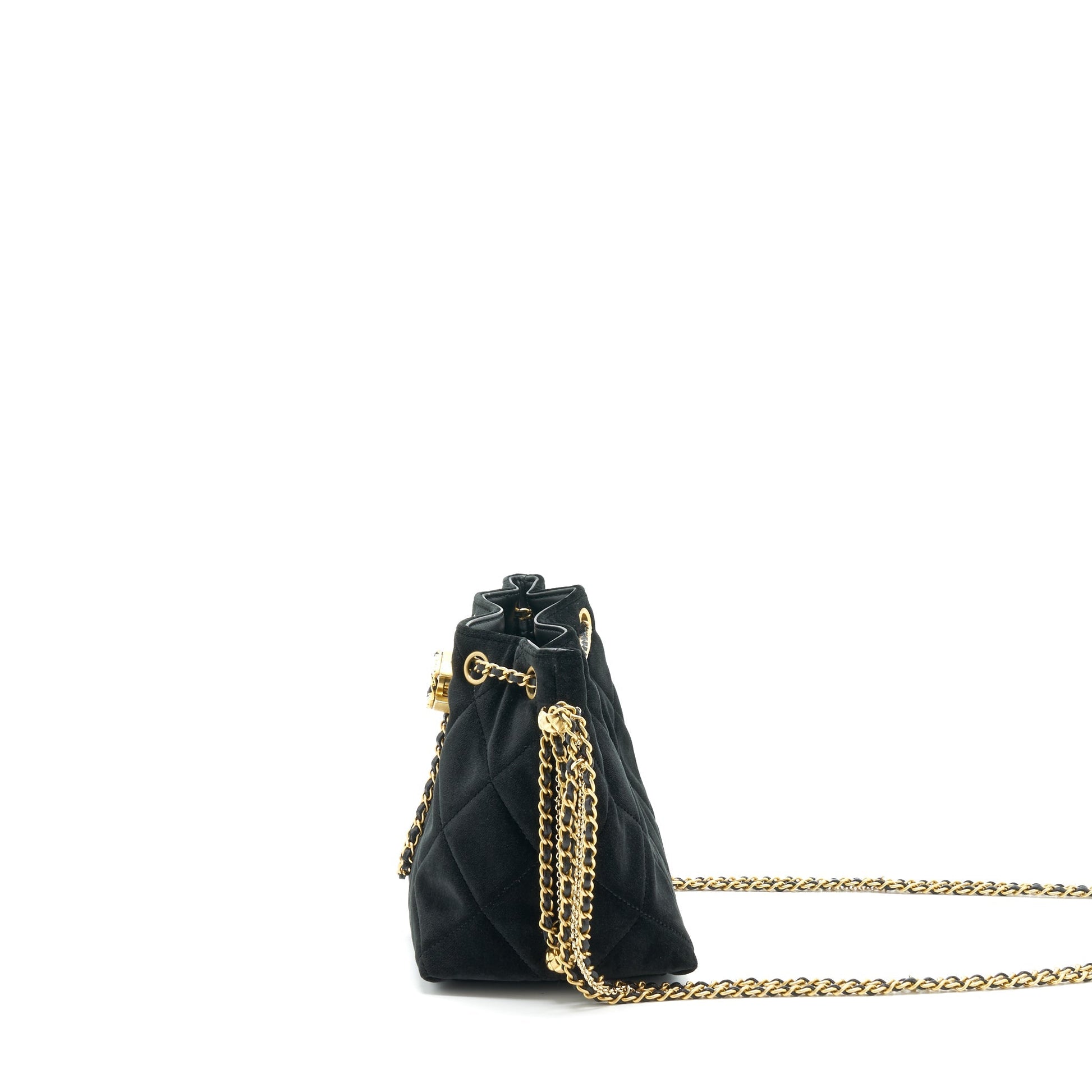 Chanel Bucket Velvet GHW Black Bucket Bag
