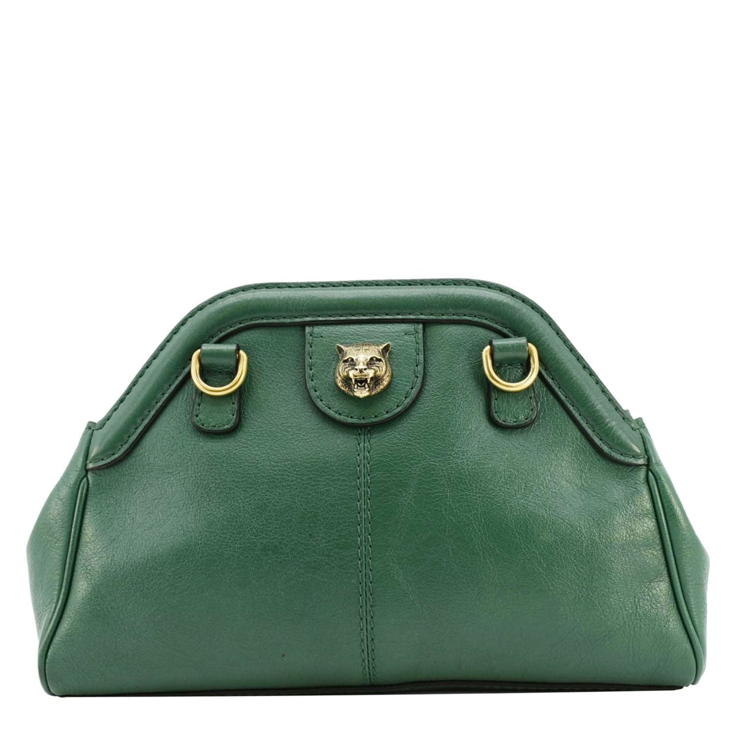 Gucci Re Belle Tiger Head Shoulder Bag Leather Green