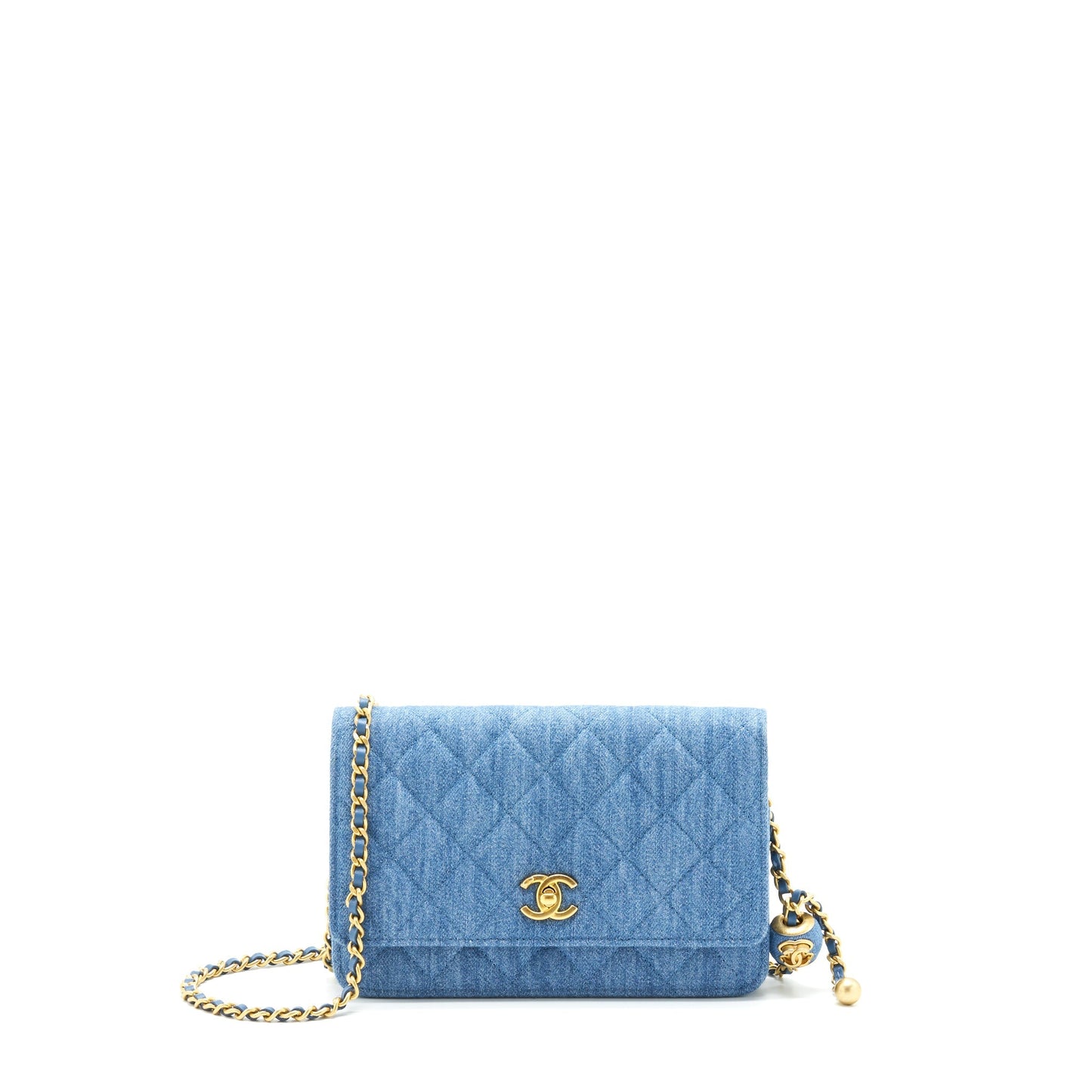 Chanel Pearl Crush On Denim GHW Microchip Blue Wallet Case