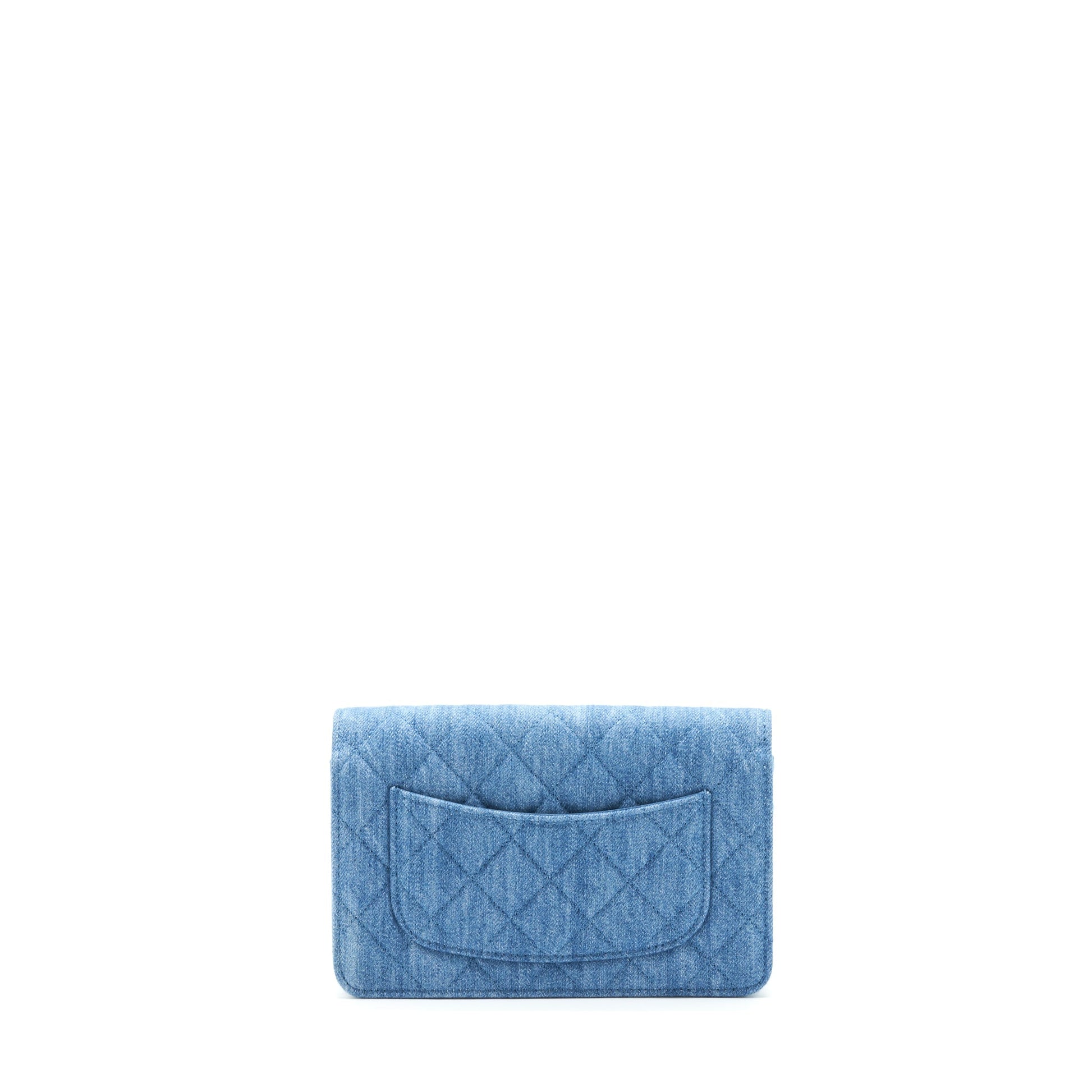 Chanel Pearl Crush On Denim GHW Microchip Blue Wallet Case
