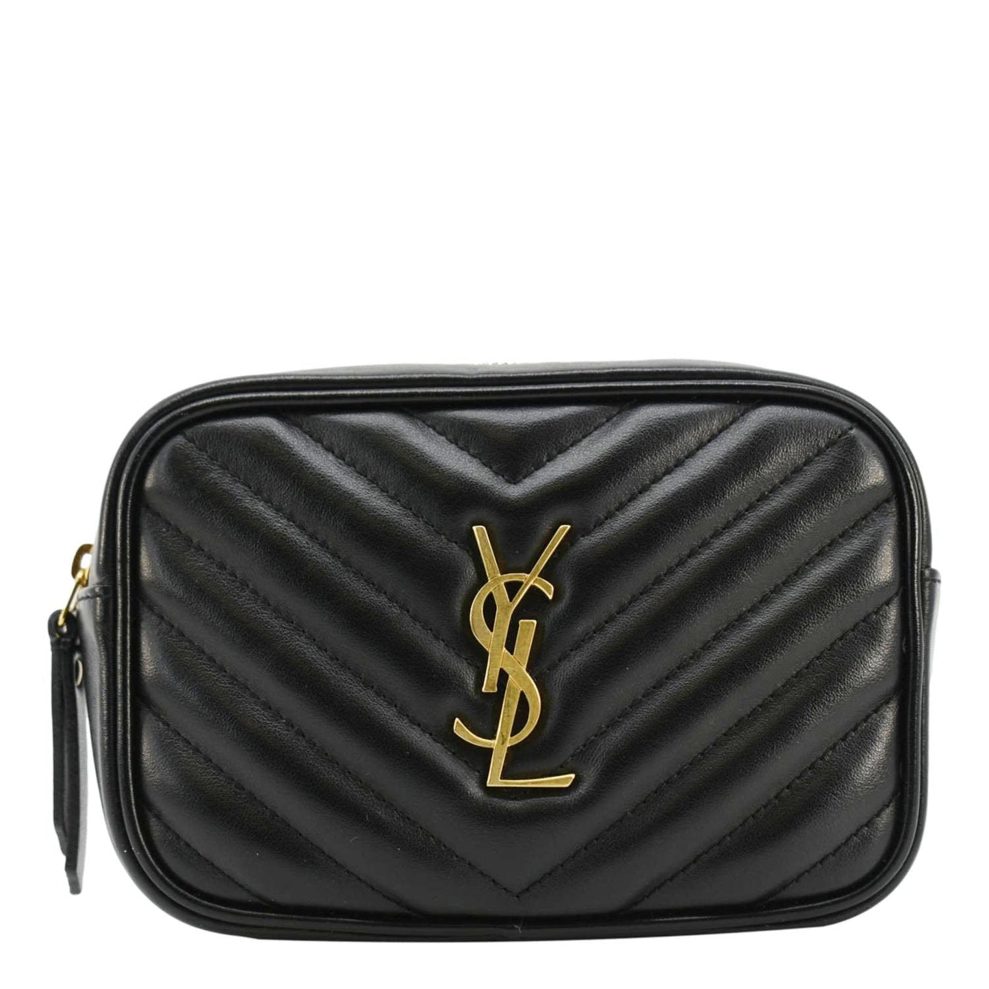 YSL Saint Laurent Yves Lou Calfskin Crossbody Belt Bag Leather Black