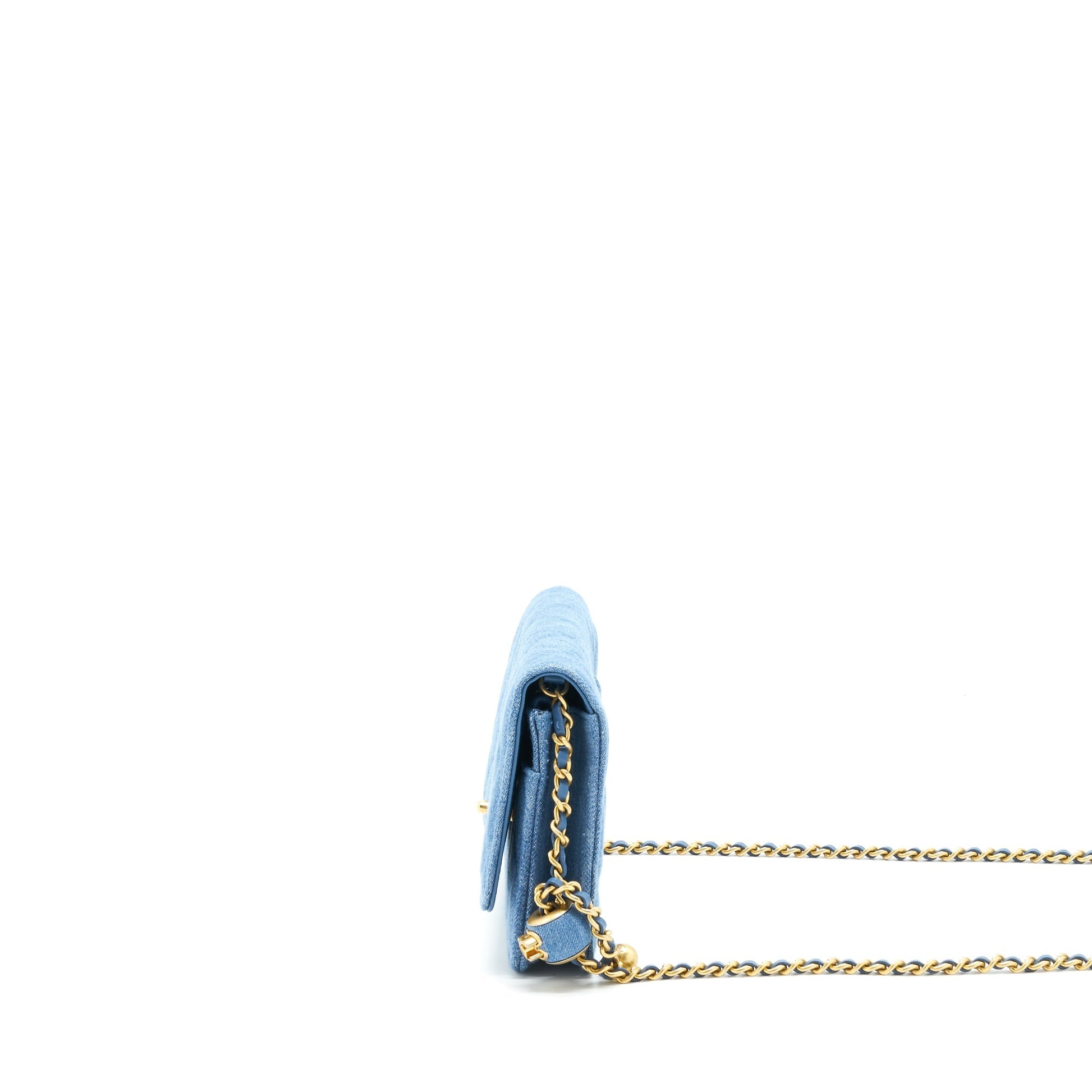 Chanel Pearl Crush On Denim GHW Microchip Blue Wallet Case