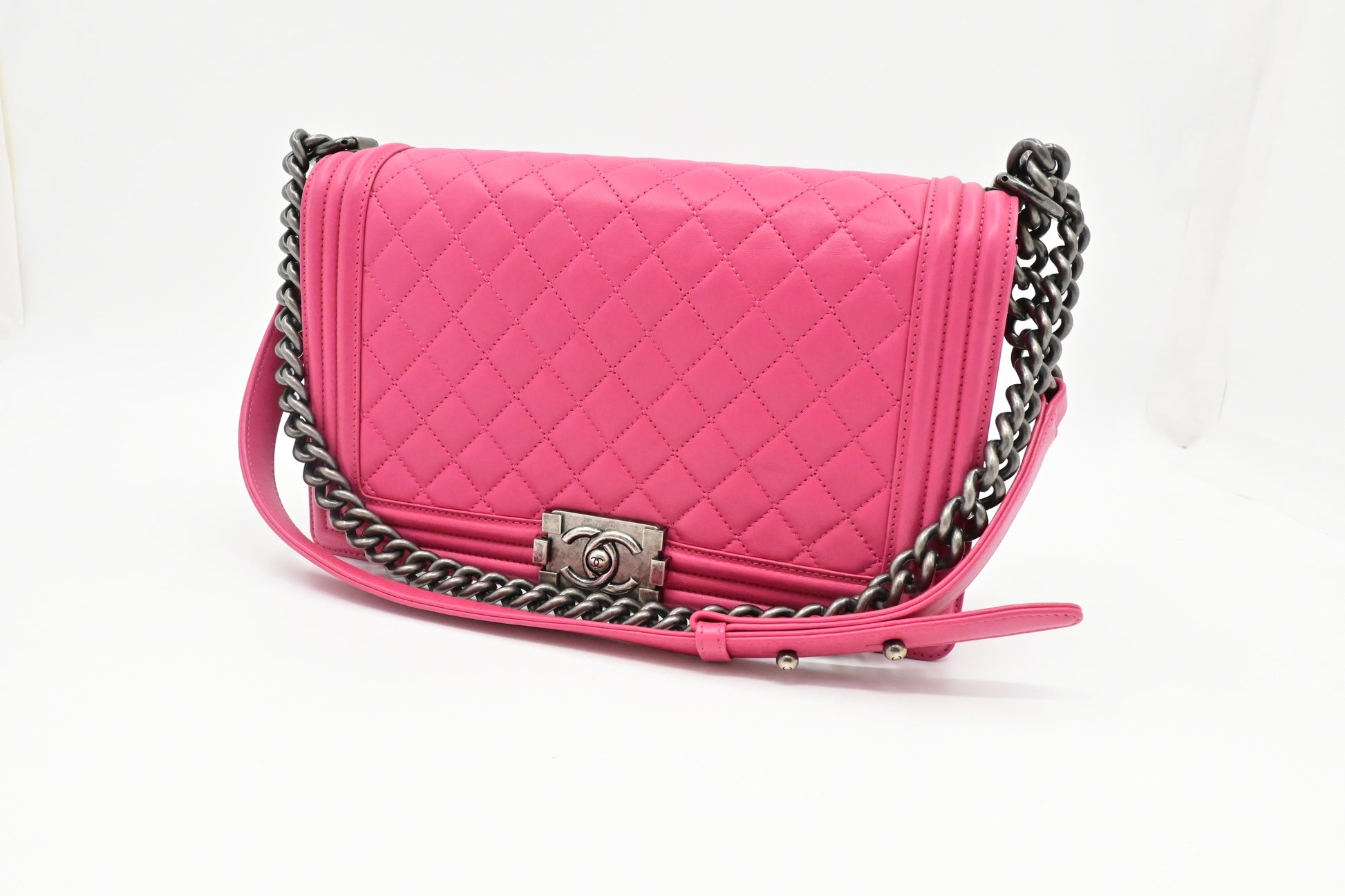 Chanel New Boy Pink Leather Handbag