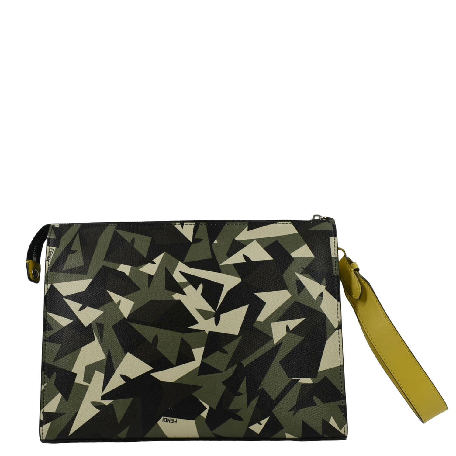 Fendi Clutch Pouch Leather Black Zip Clutch Bag