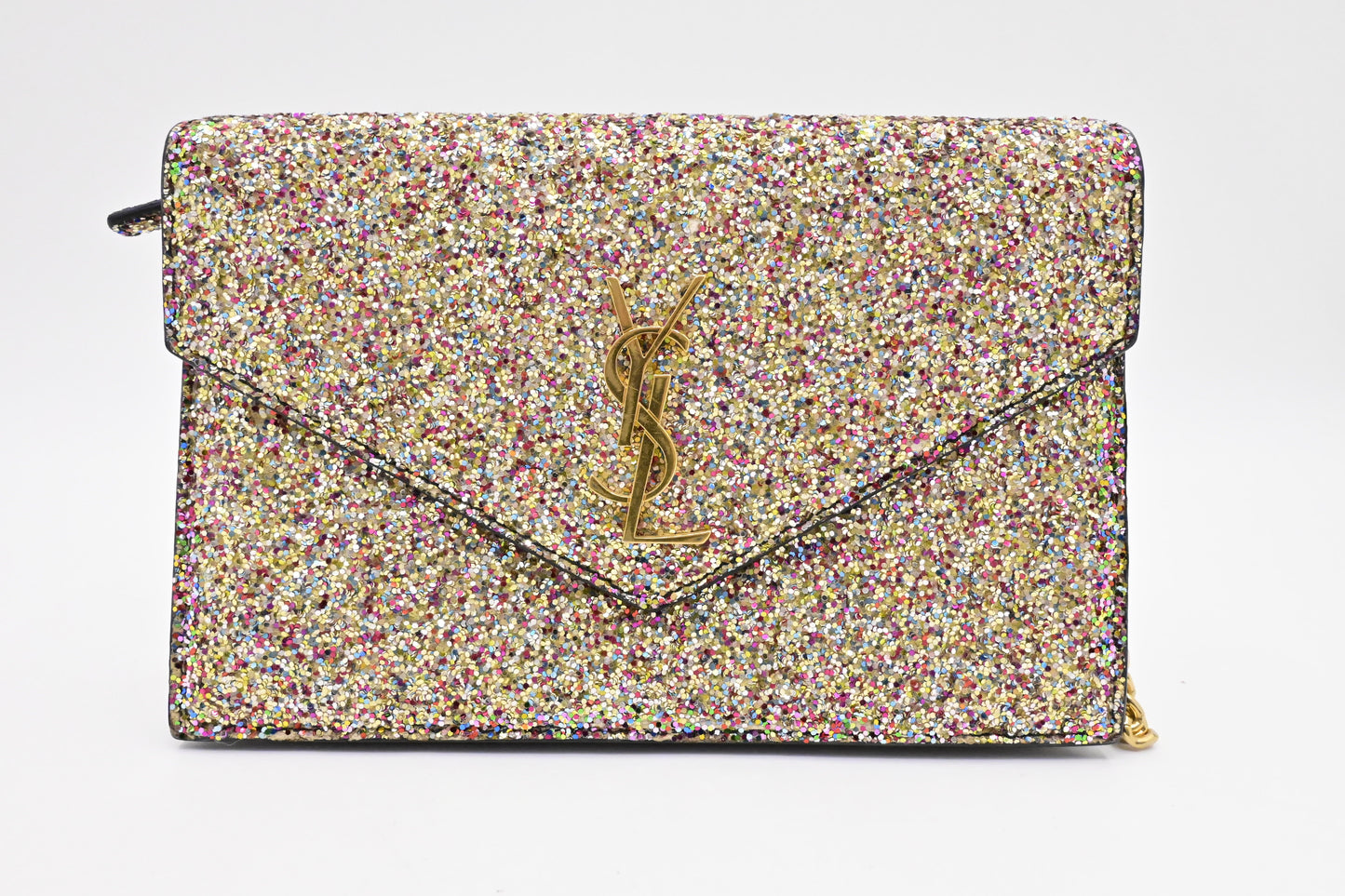 YSL Saint Laurent Wallet On In Multicolor Sparkles Crossbody Bag Chain