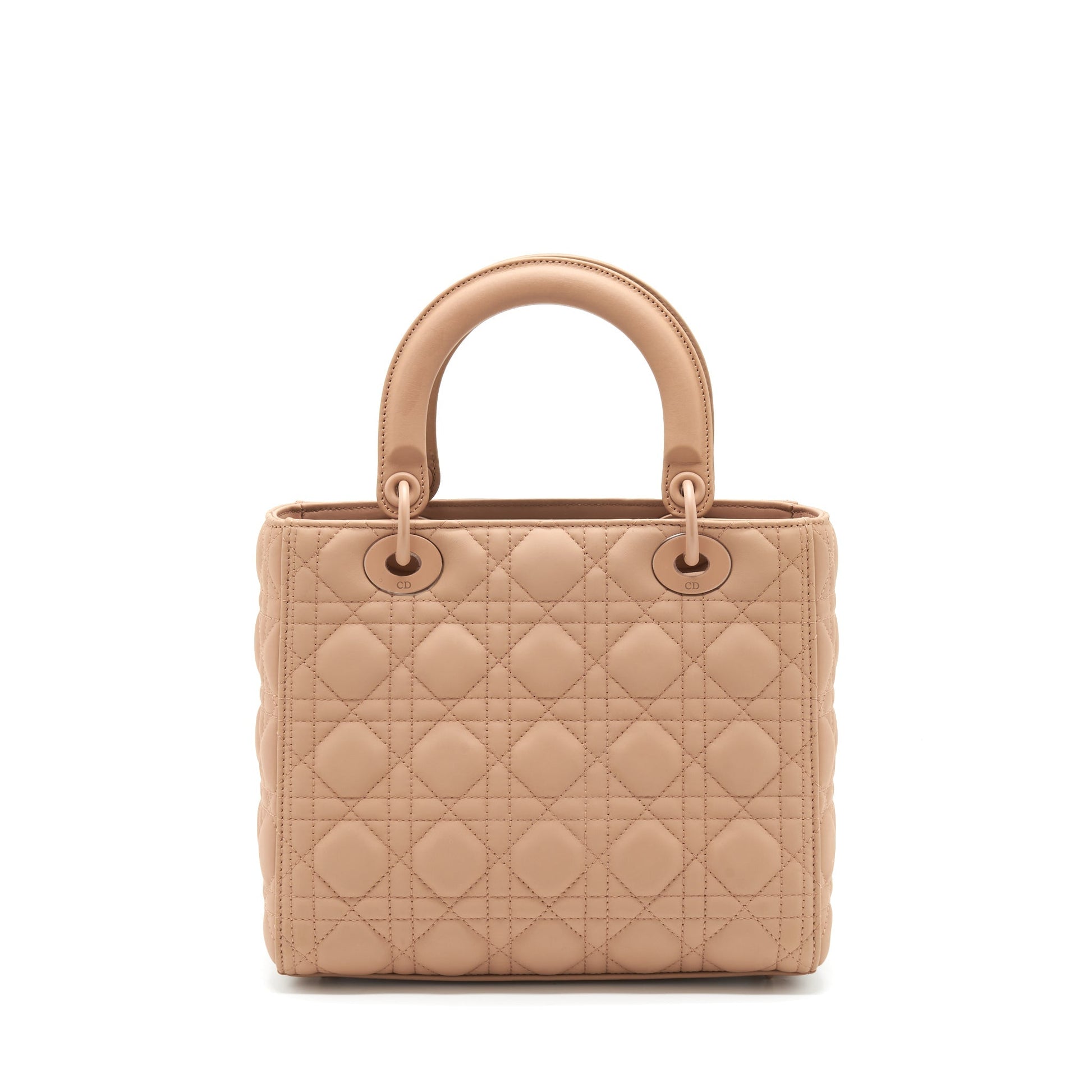 Dior Lady Blush Ultramatte Cannage Calfskin Purse Handbag Medium Travel Bag