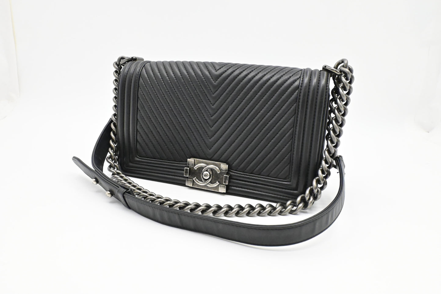 Chanel Old Boy Black Leather Handbag