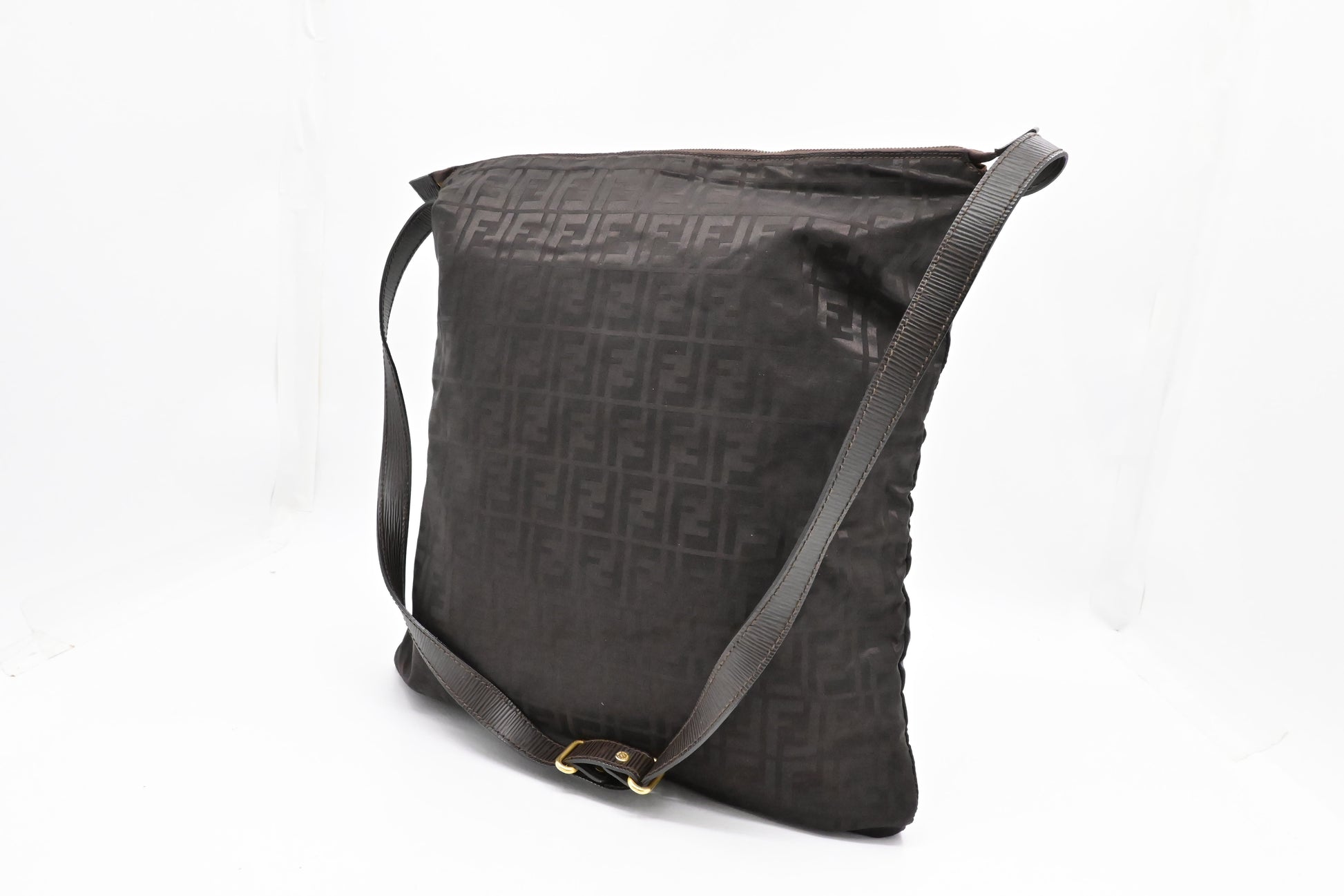 Fendi Crossbody In Ff Nylon Brown Large Crossbody Bag