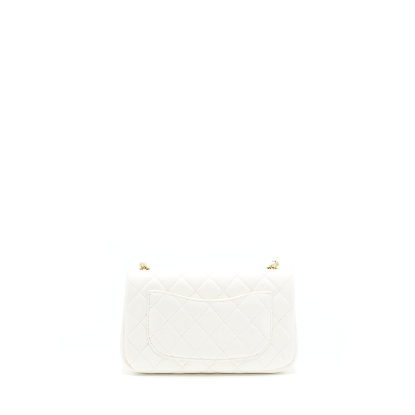 Chanel Pearl Crush Rectangular Flap Lambskin GHW White Shoulder Bag
