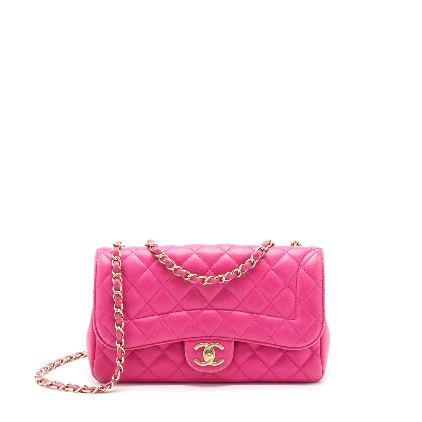Chanel Quilted Flap Lambskin GHW Pink Shoulder Bag