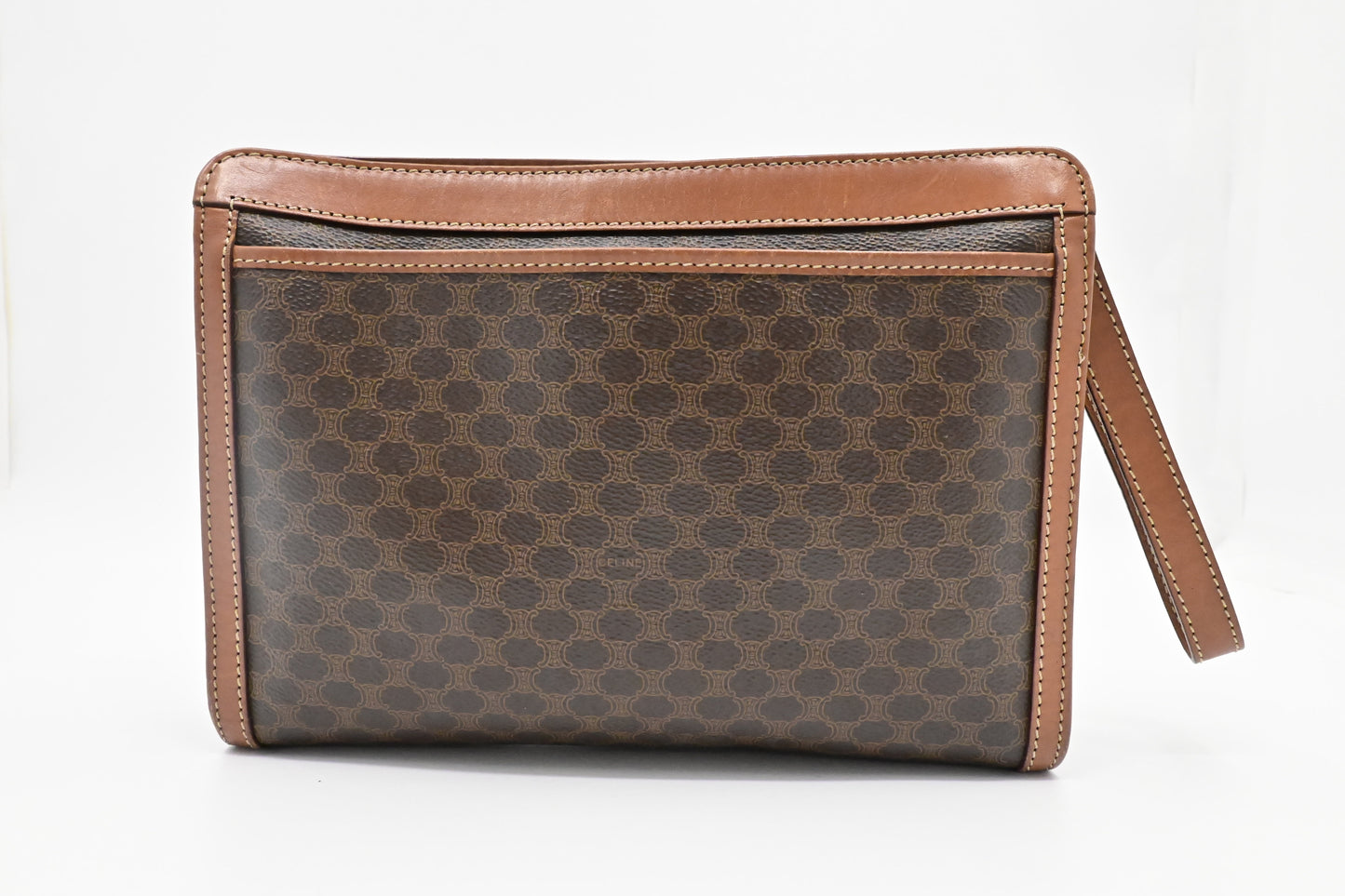 Celine Pouch In Macadam Handbag Canvas Brown Travel Bag
