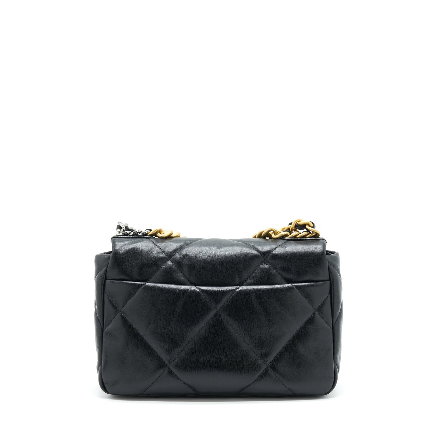 Chanel 19 Goatskin Sliver Hardware Black Gold Small Handbag