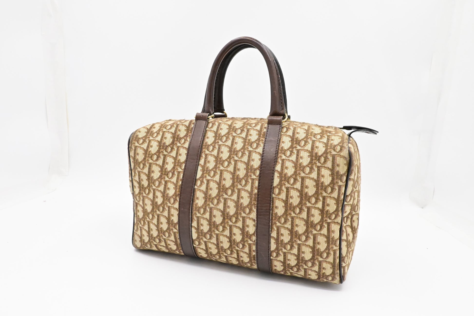 Dior Boston Bag In Oblique Canvas Brown Travel Bag