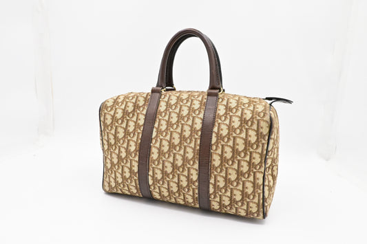 Dior Boston Bag In Oblique Canvas Brown Travel Bag