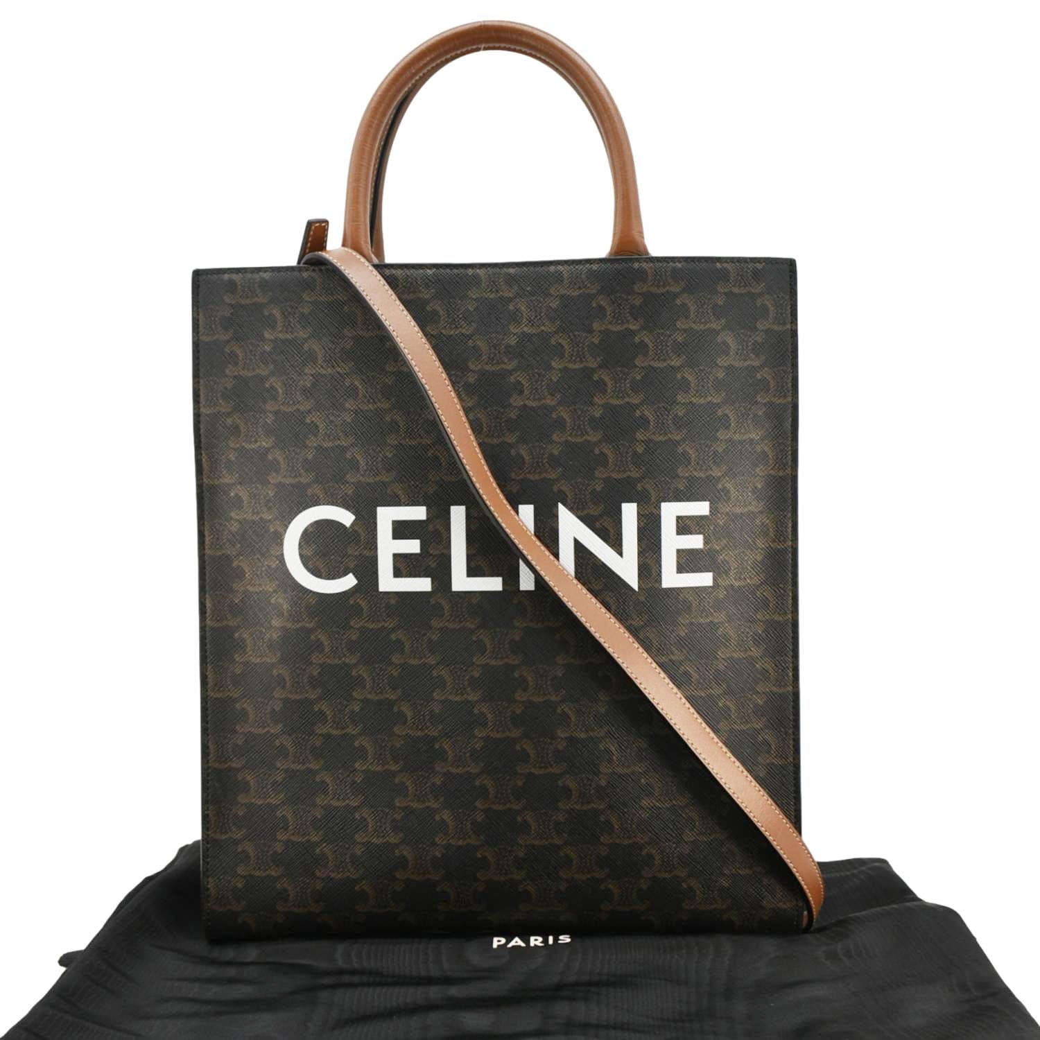 Triomphe Vertical Cabas Shoulder Bag Canvas Black