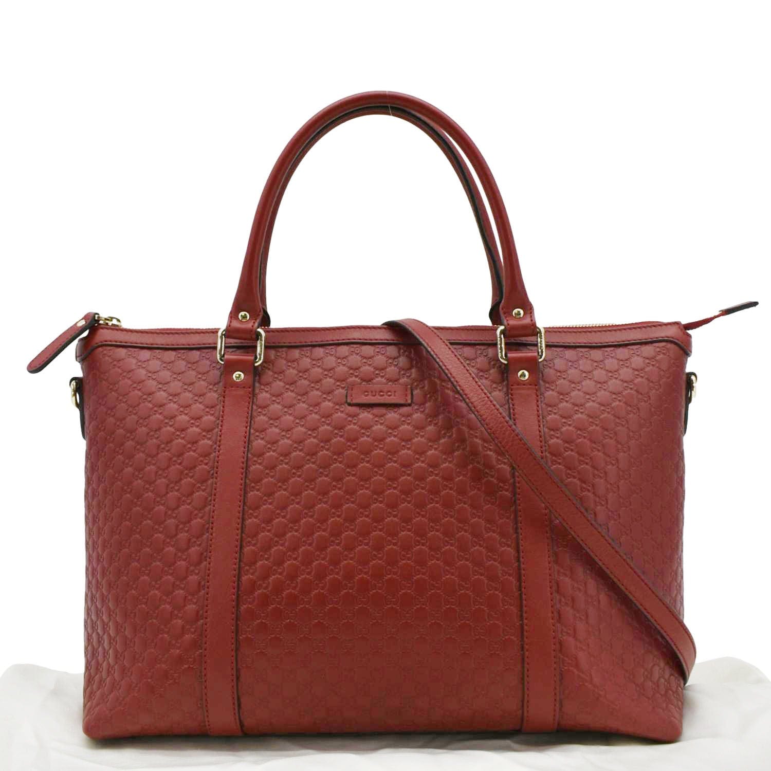 Gucci Microssima Tote Bag Leather Red