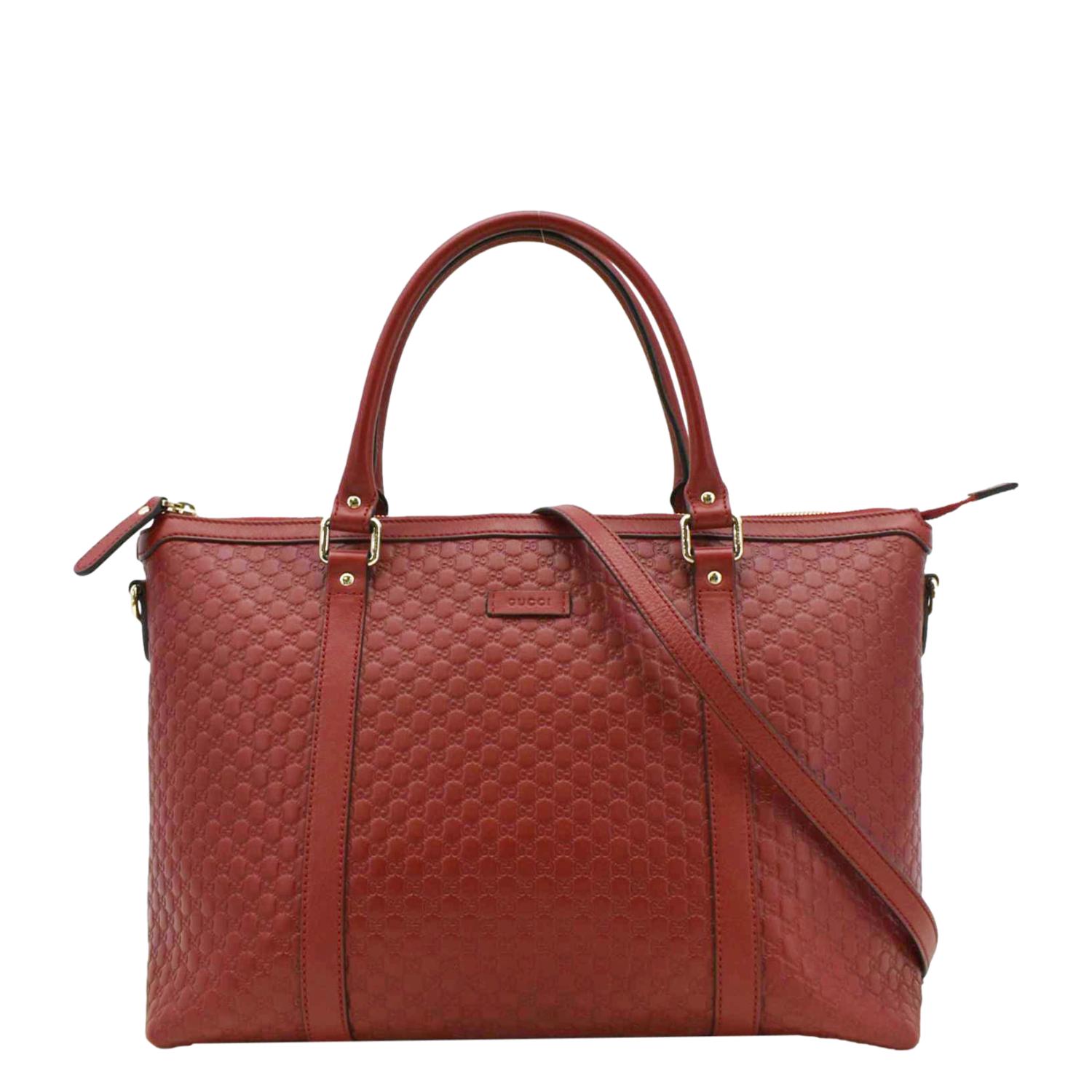 Gucci Microssima Tote Bag Leather Red