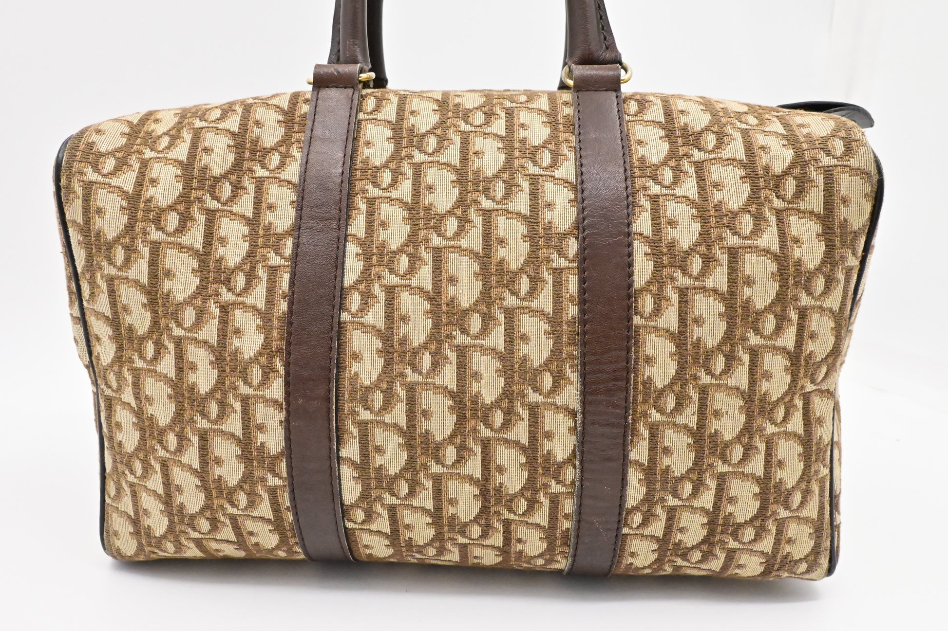 Dior Boston Bag In Oblique Canvas Brown Travel Bag