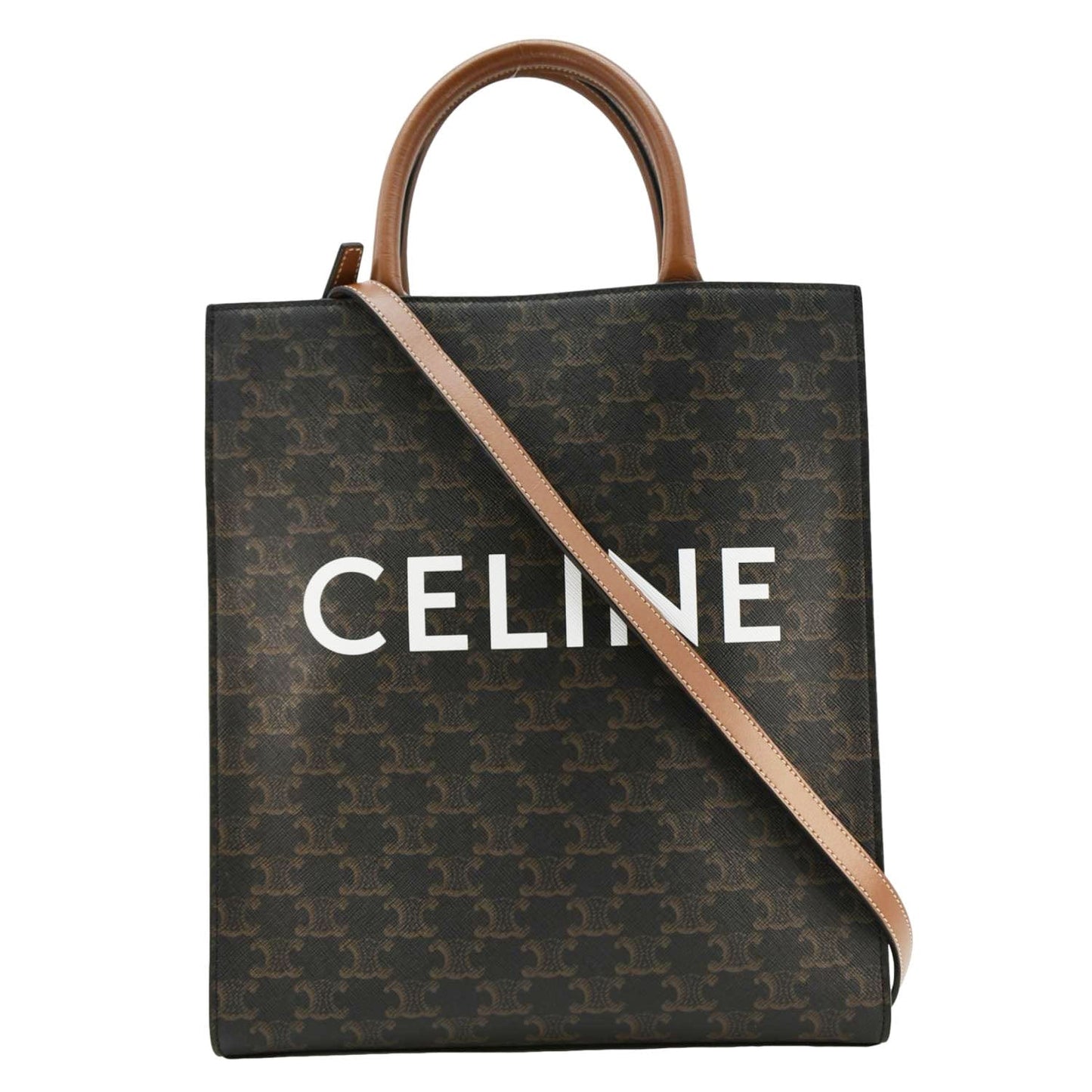 Triomphe Vertical Cabas Shoulder Bag Canvas Black