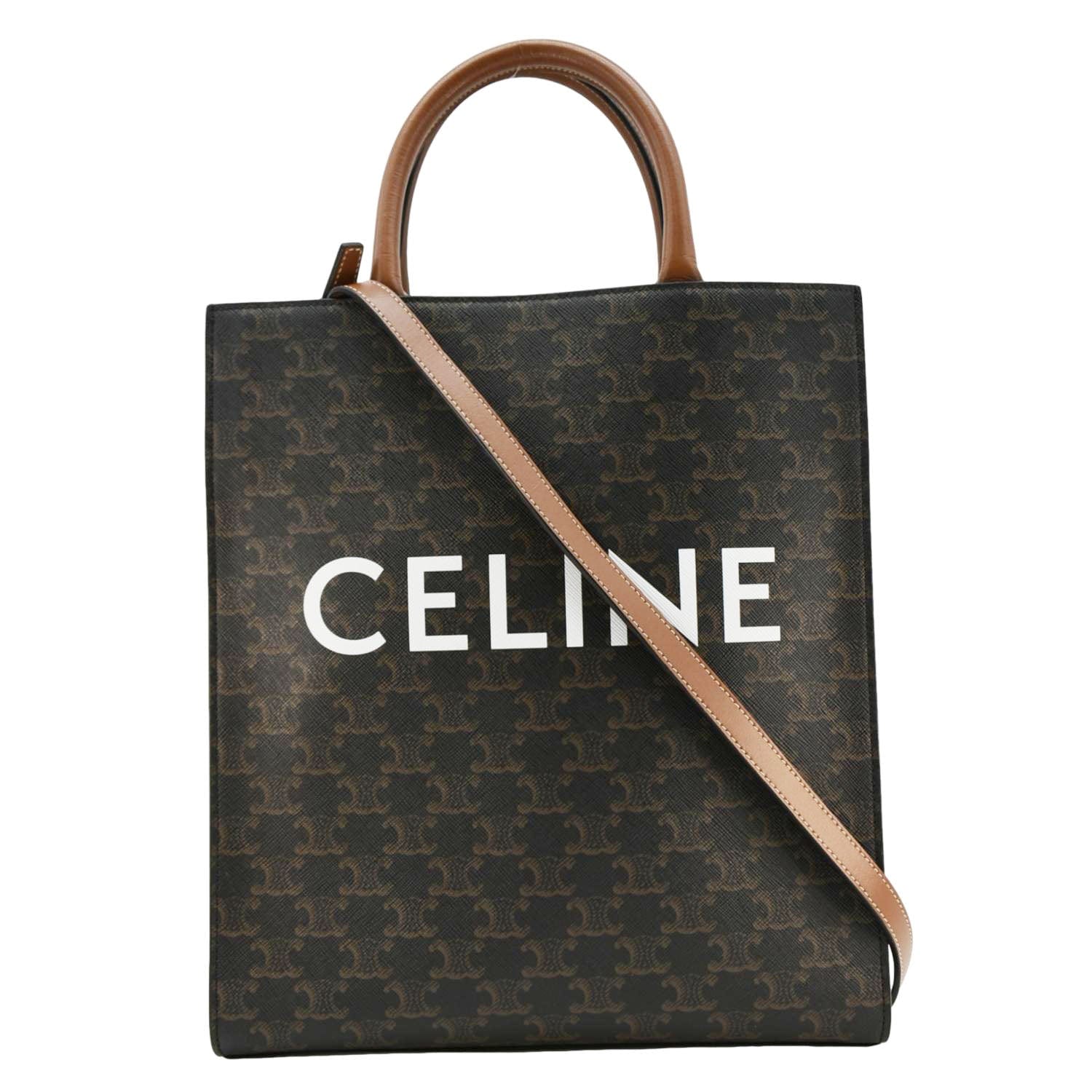 Triomphe Vertical Cabas Shoulder Bag Canvas Black