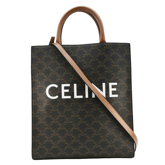 Triomphe Vertical Cabas Shoulder Bag Canvas Black