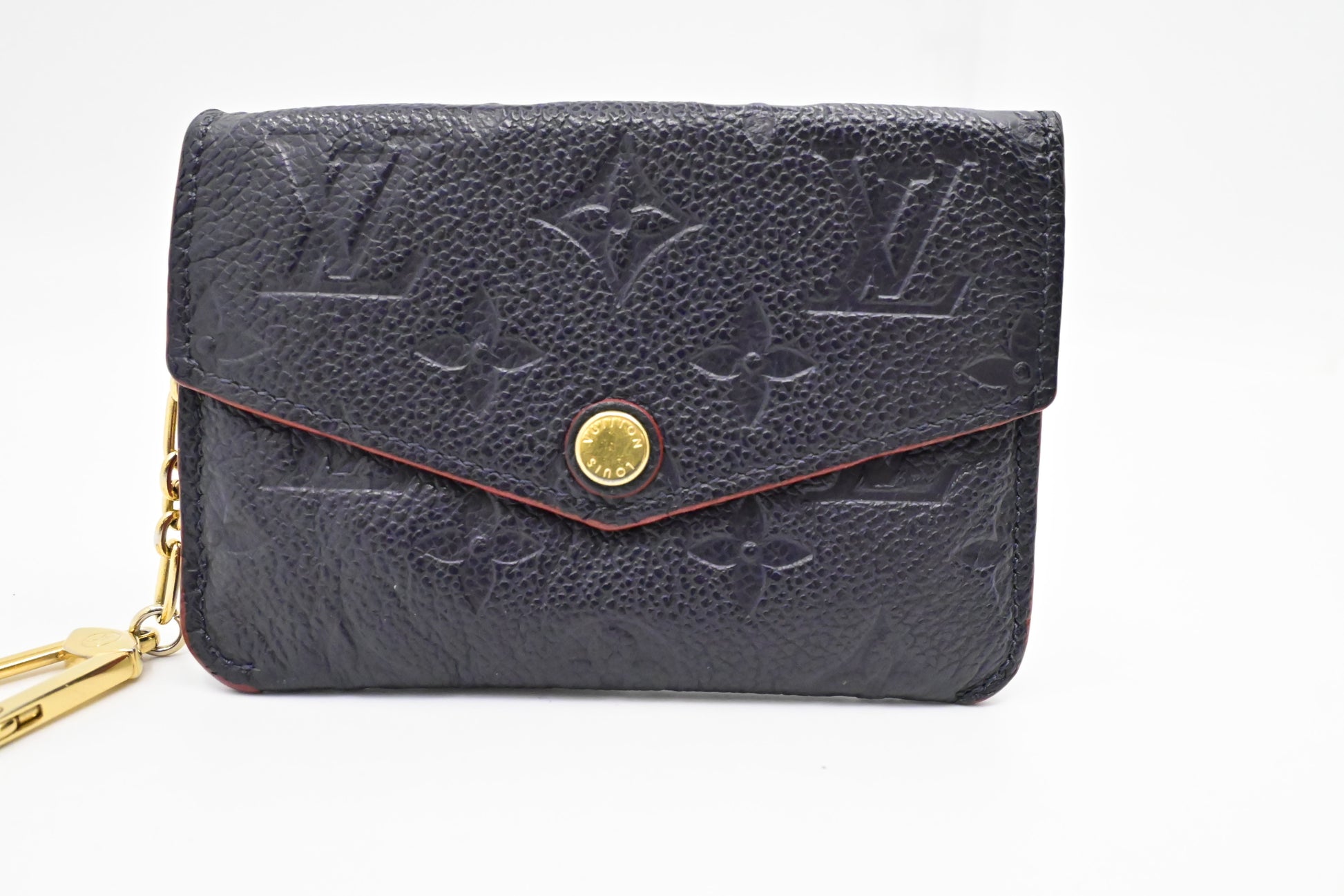 Louis Vuitton Pochette Cles Marine Rouge Empreinte Leather Wallet Case