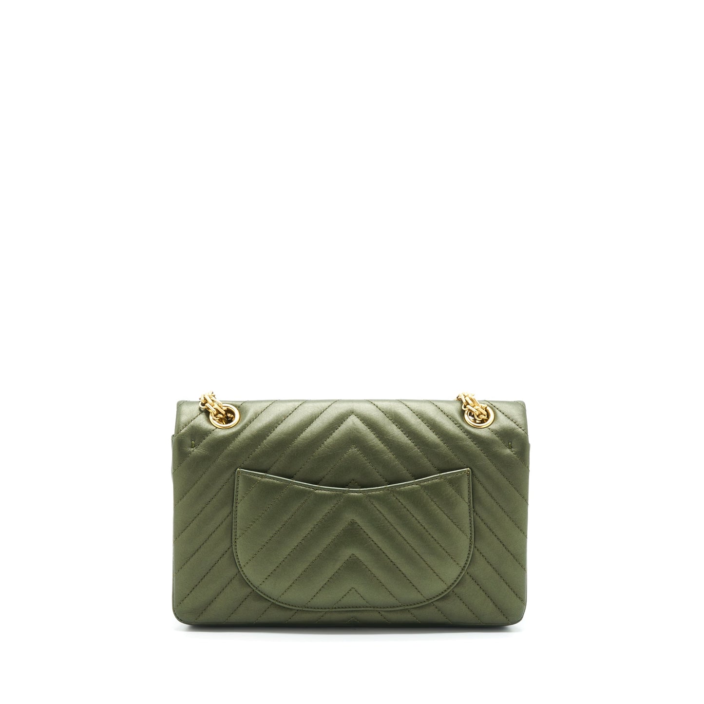Chanel 2.55 Reissue Flap Calfskin Dark Brushed Green Gold Small Shoulder Bag