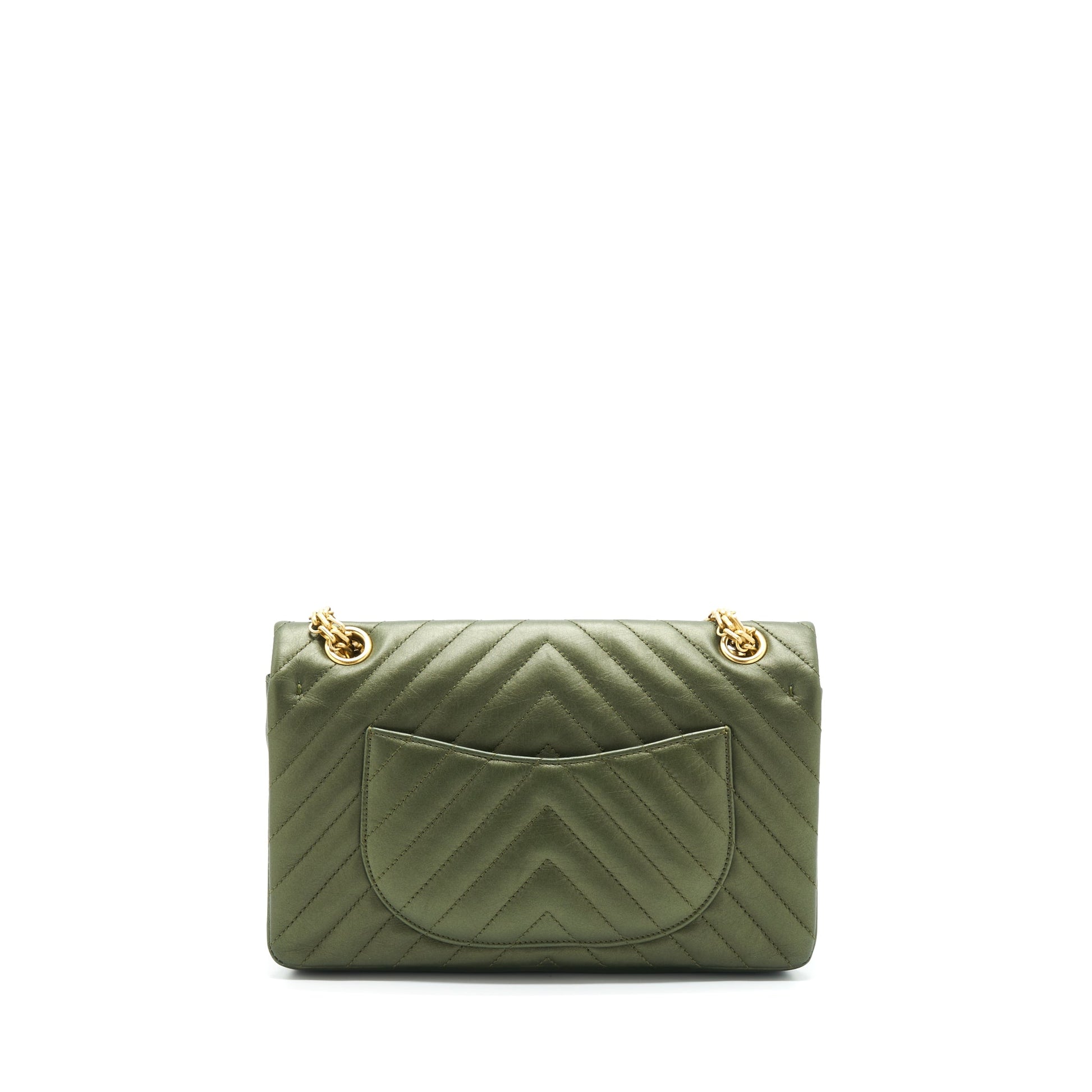 Chanel 2.55 Reissue Flap Calfskin Dark Brushed Green Gold Small Shoulder Bag