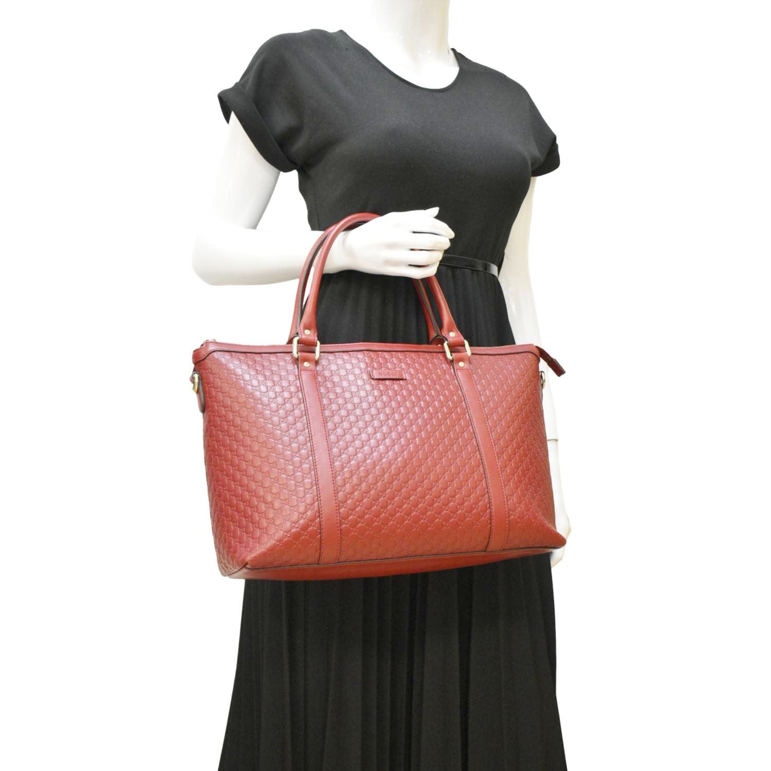 Gucci Microssima Tote Bag Leather Red