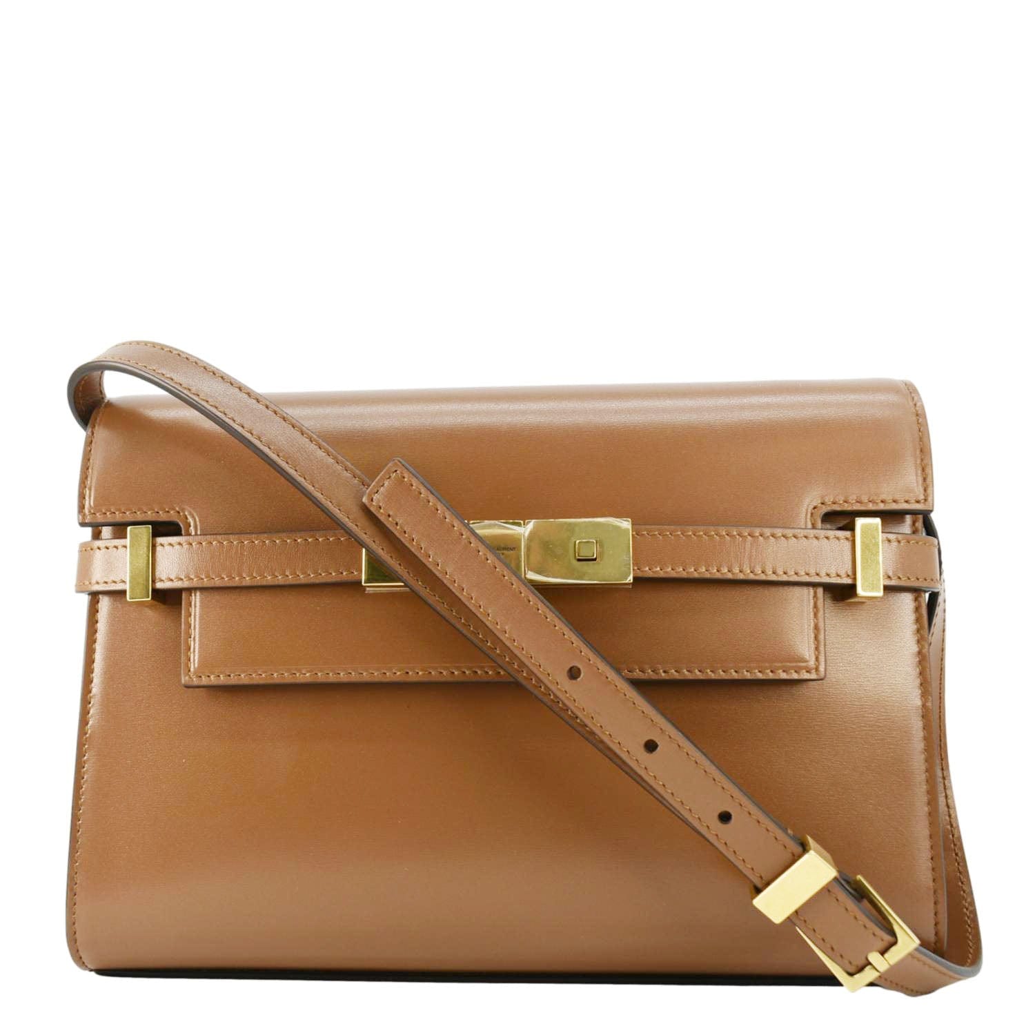 YSL Saint Laurent Yves Manhattan Shoulder Bag Leather Brown