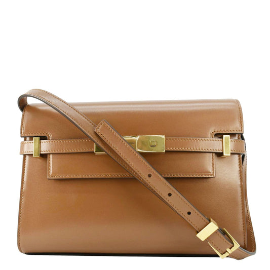 YSL Saint Laurent Yves Manhattan Shoulder Bag Leather Brown