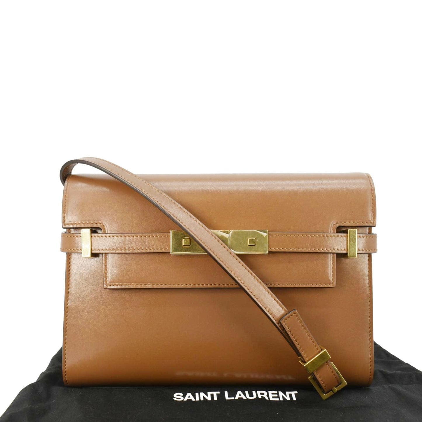 YSL Saint Laurent Yves Manhattan Shoulder Bag Leather Brown