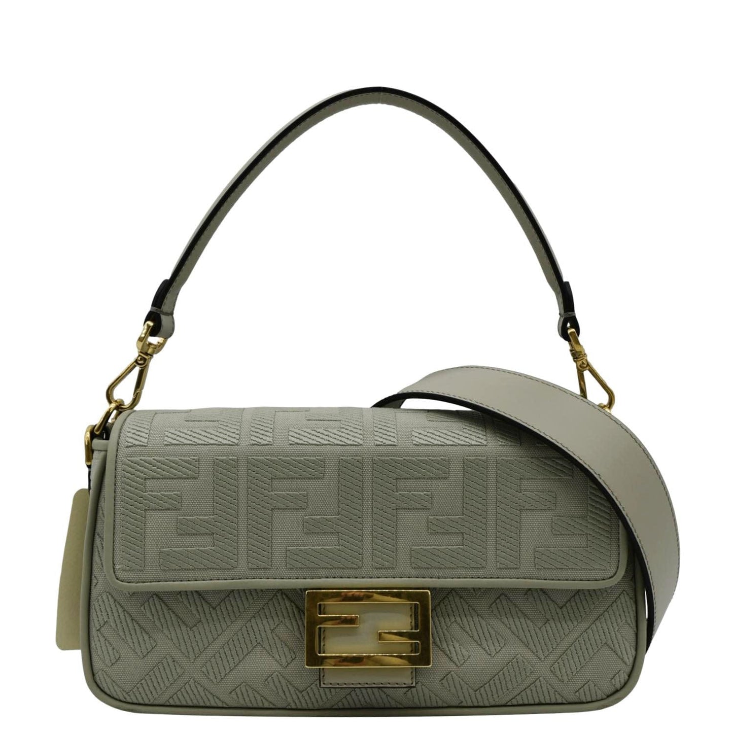 Fendi Baguette Ff Shoulder Bag Mint Canvas Green Chain