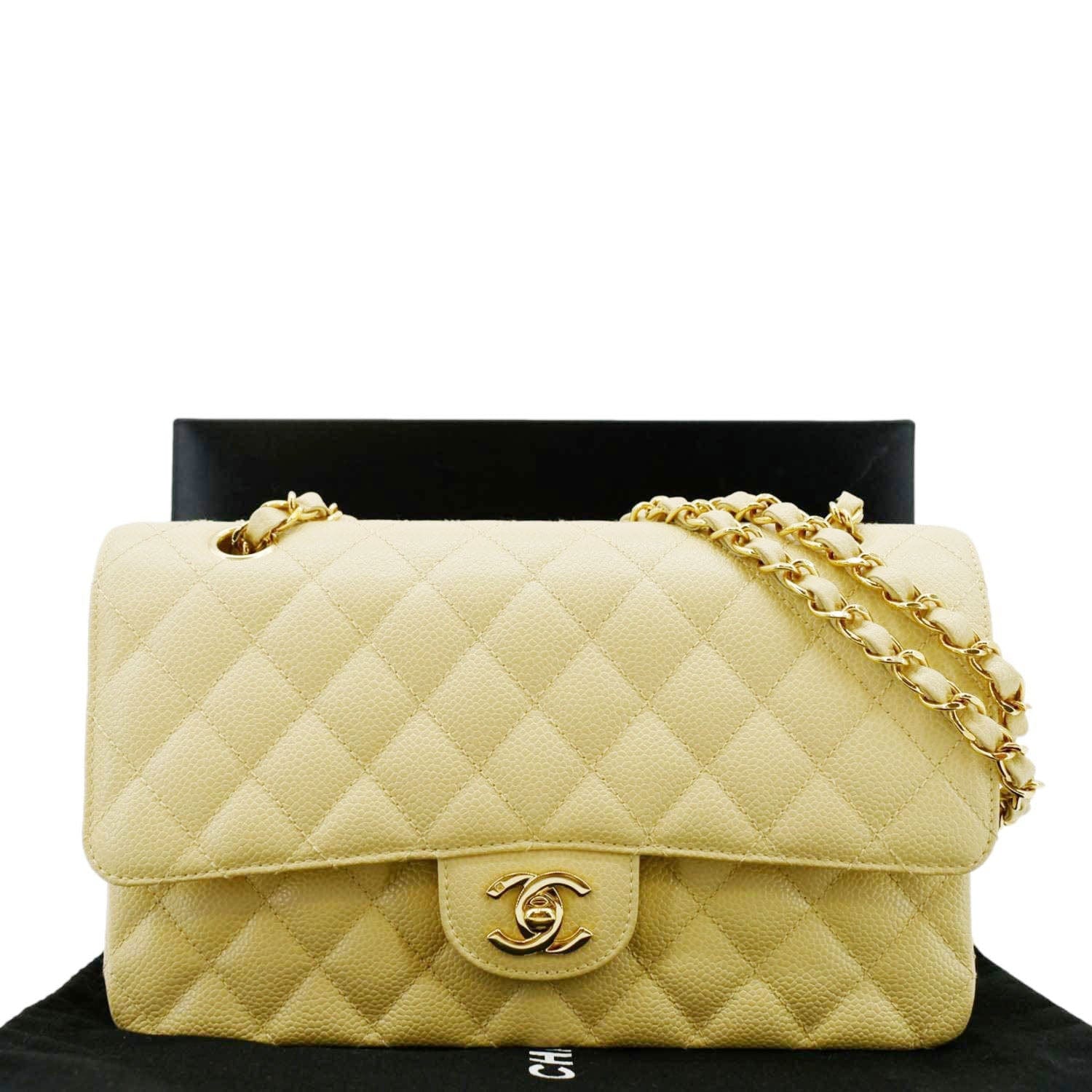 Chanel Classic Double Flap Quilted Caviar Leather Travel Bag
