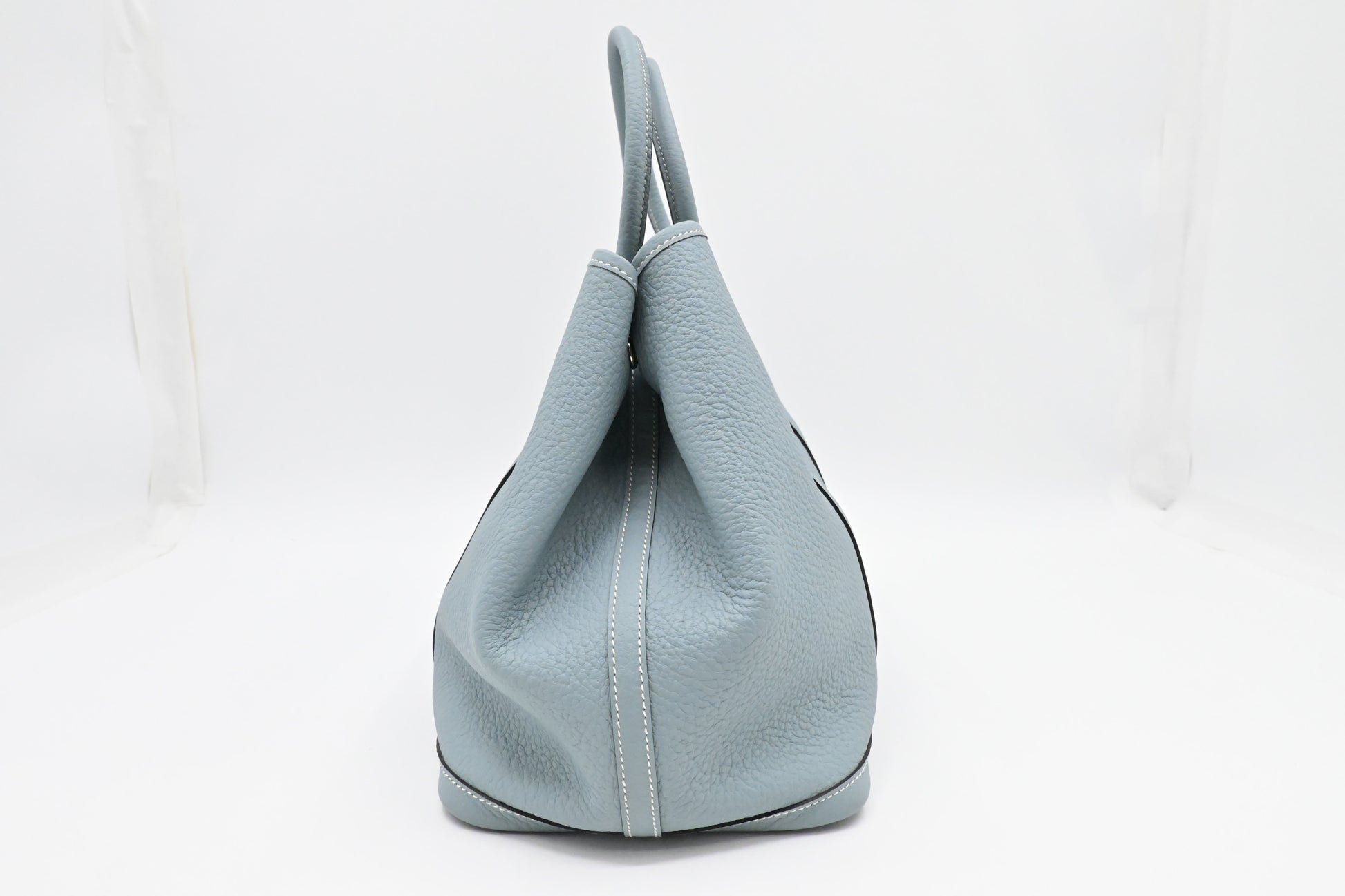 Hermes Garden Party In Light Handbag Leather Blue Travel Bag