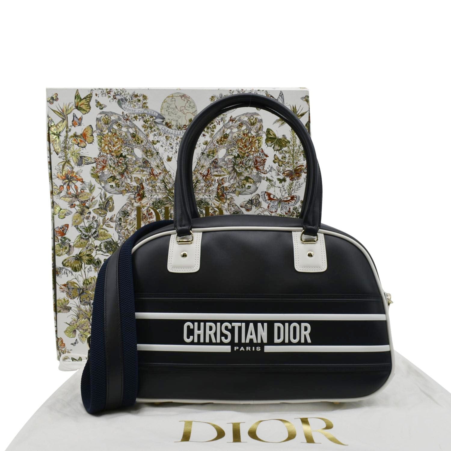 Dior Vibe Bowling Shoulder Bag Leather Blue Navy