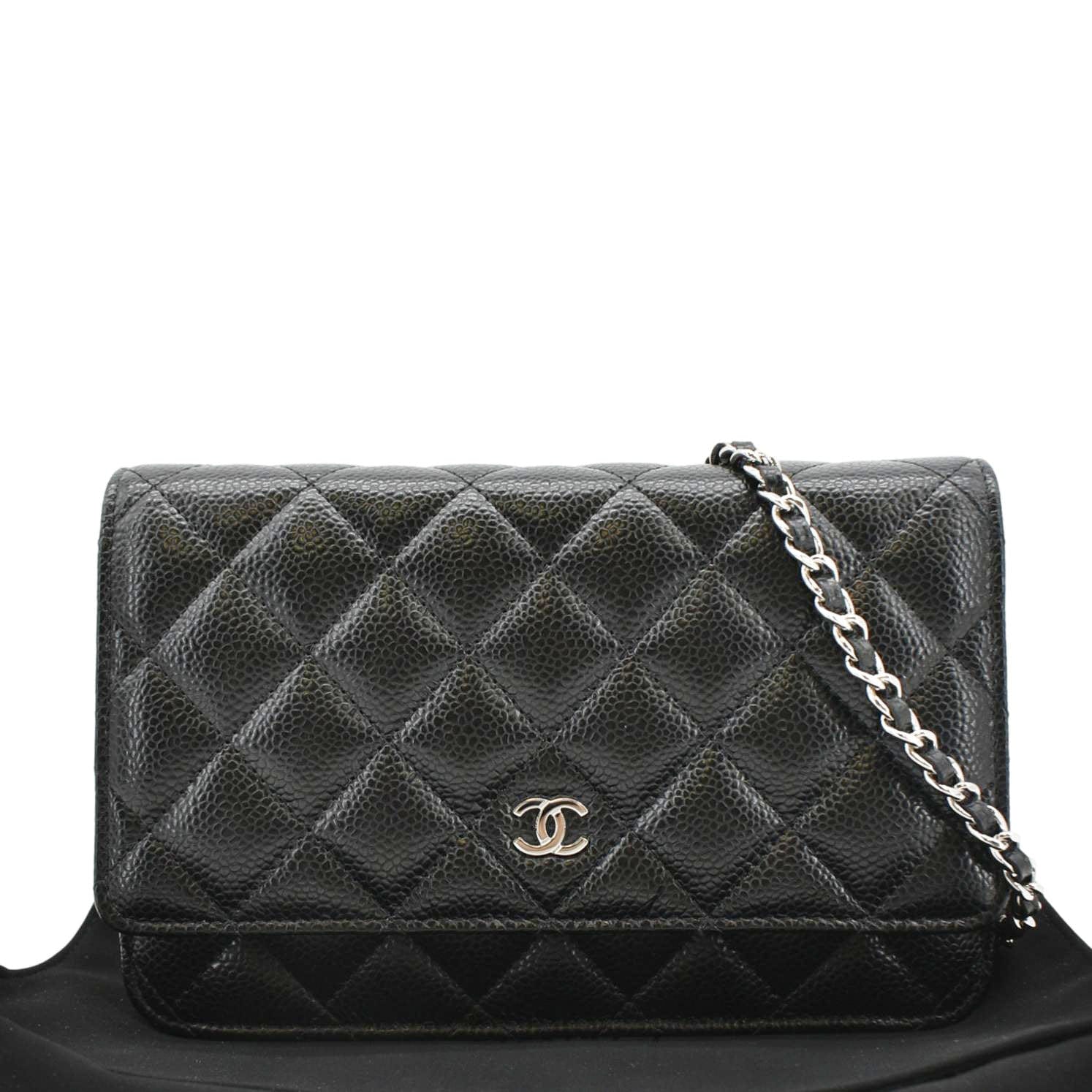 Chanel WOC Quilted Caviar Leather Black Travel Bag Black Chip