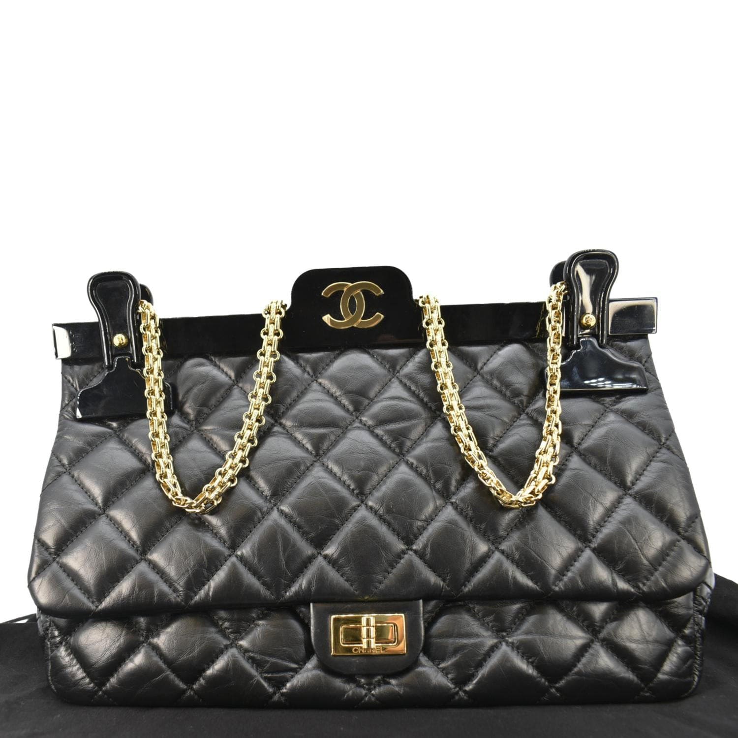 Chanel 2.55 Reissue Hanger Flap Quilted Leather Black Travel Bag