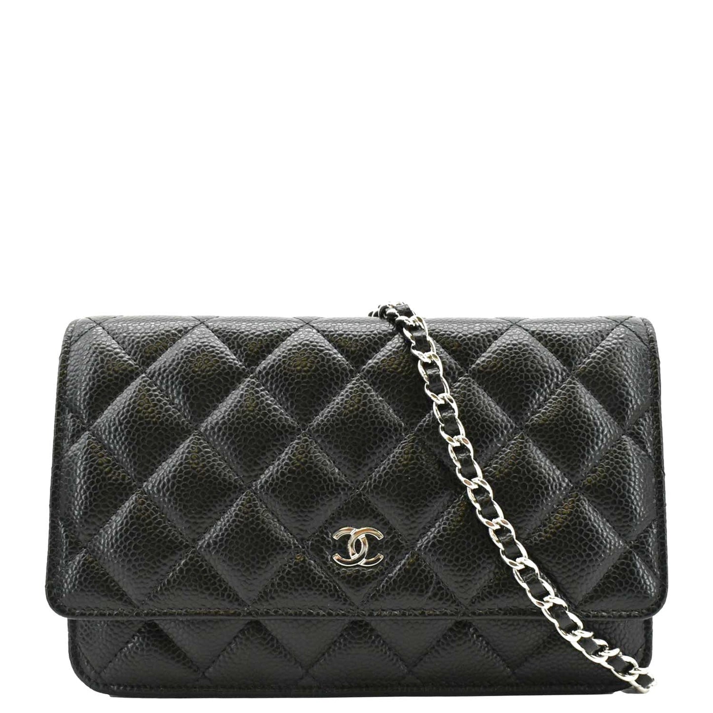 Chanel WOC Quilted Caviar Leather Black Travel Bag Black Chip