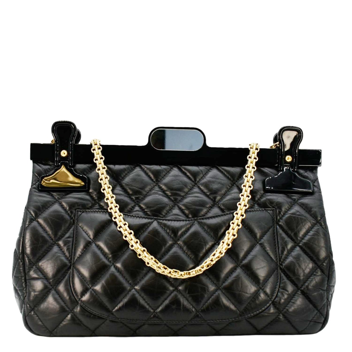 Chanel 2.55 Reissue Hanger Flap Quilted Leather Black Travel Bag