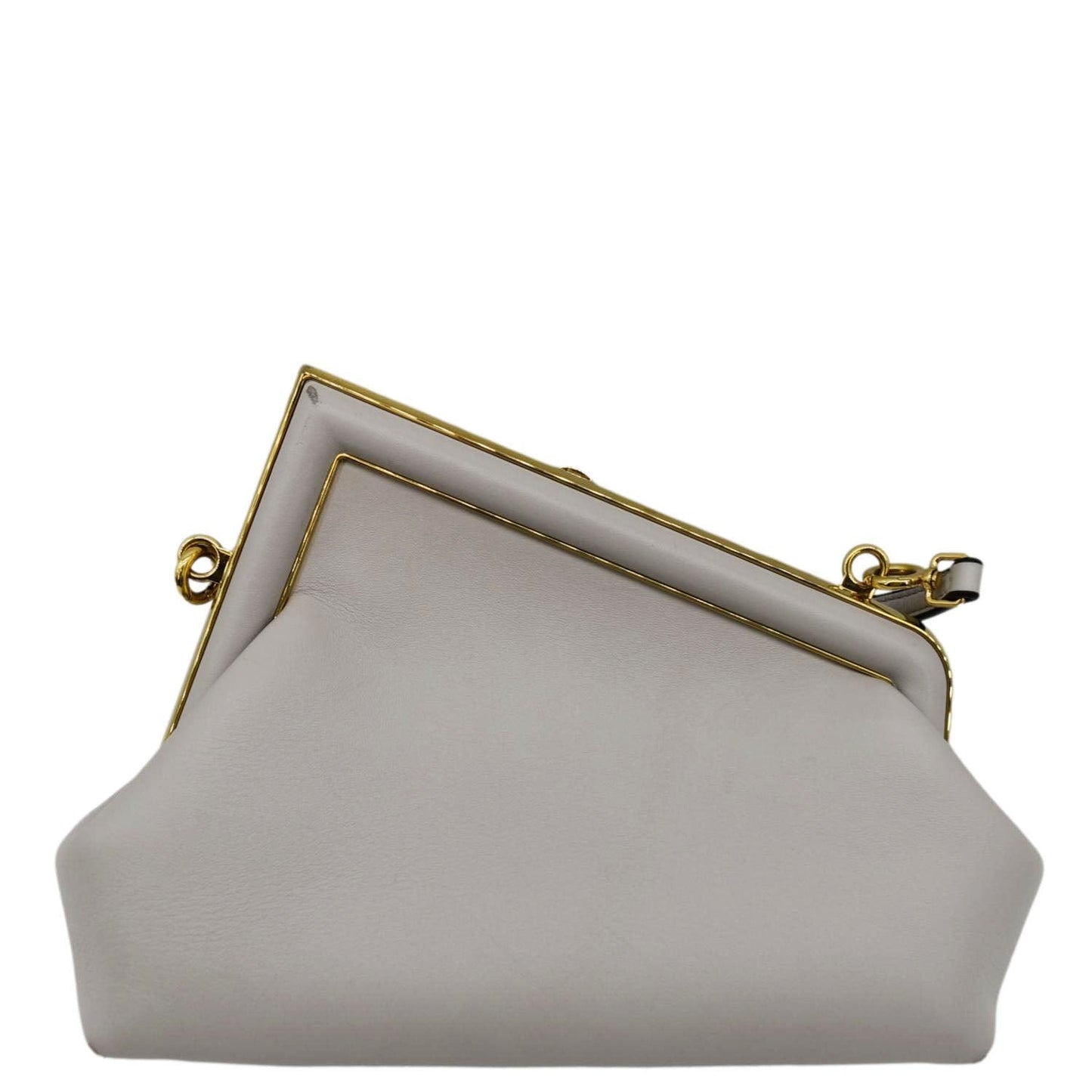 Fendi First Nappa Shoulder Bag Light Leather Gray Small