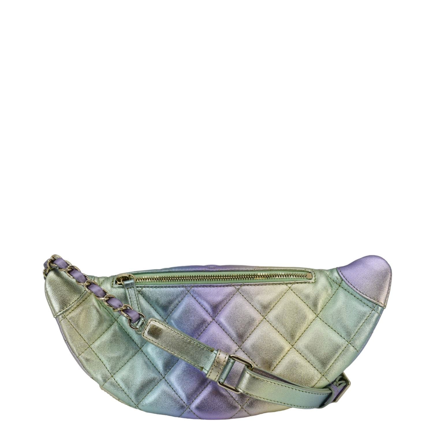 Chanel Iridescent Rainbow Quilted Leather Bumbag Multicolor