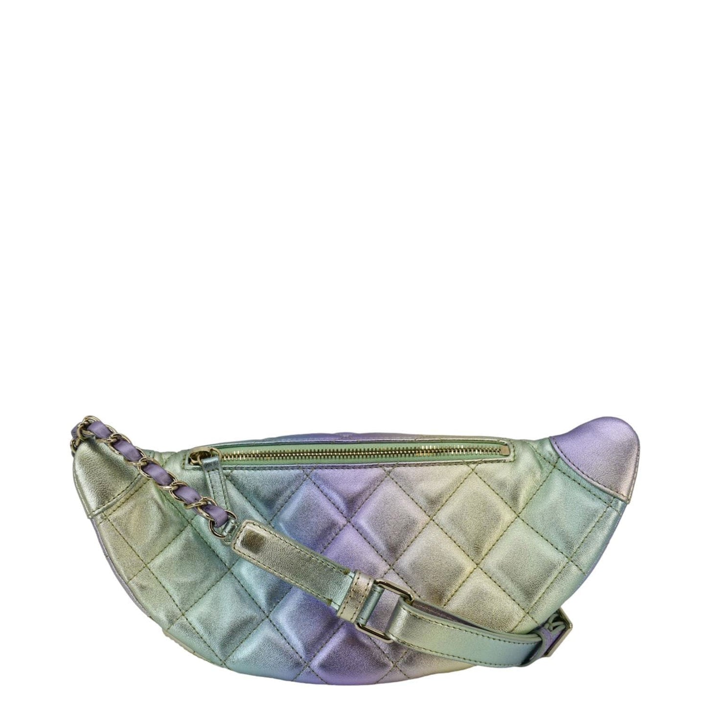 Chanel Iridescent Rainbow Quilted Bumbag Leather Multicolor Travel Bag