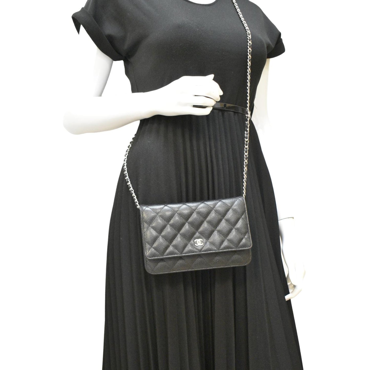 Chanel WOC Quilted Caviar Leather Black Travel Bag