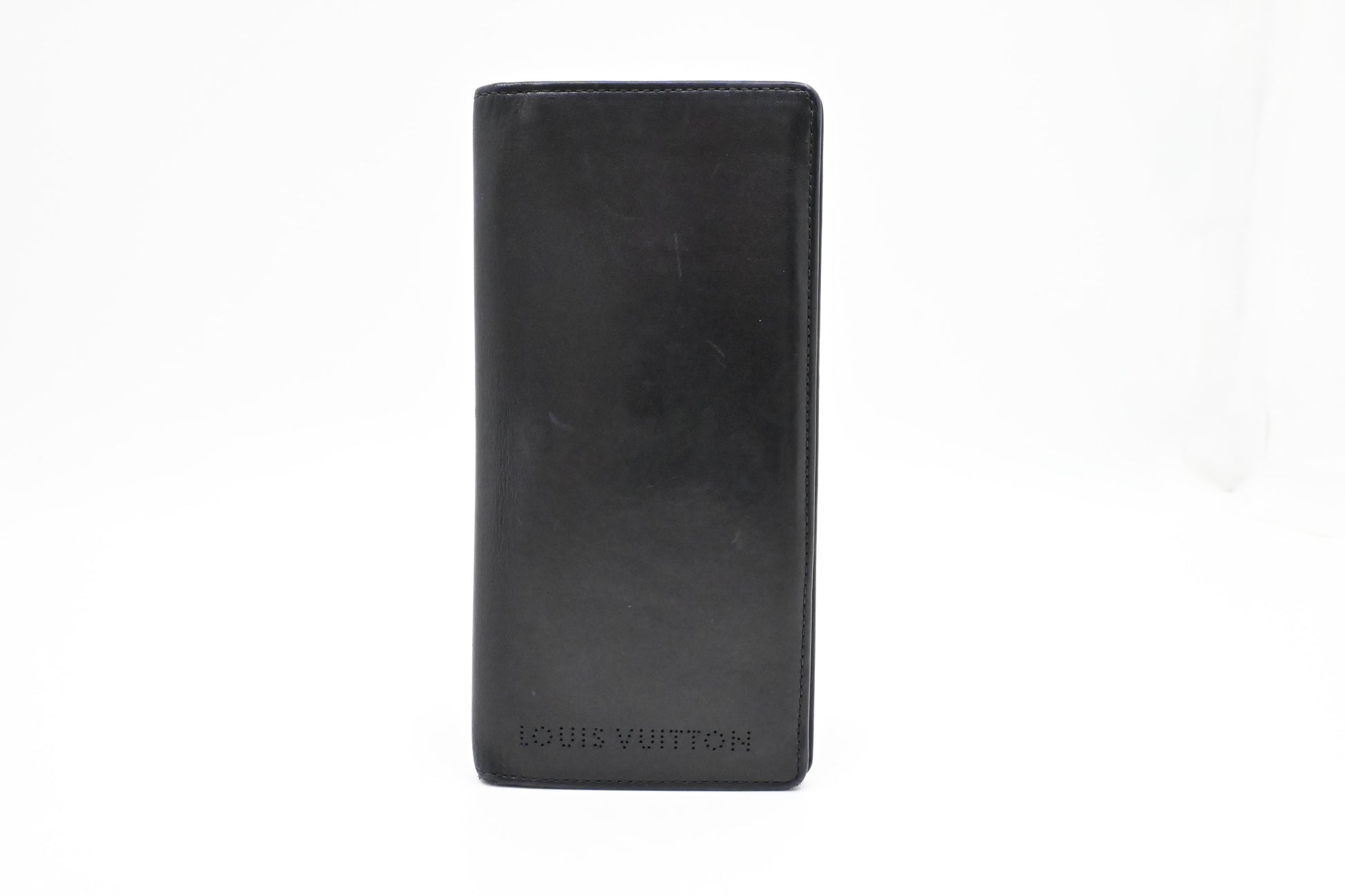 Louis Vuitton Brazza Perforated Monogram Canvas Leather Black Wallet Case