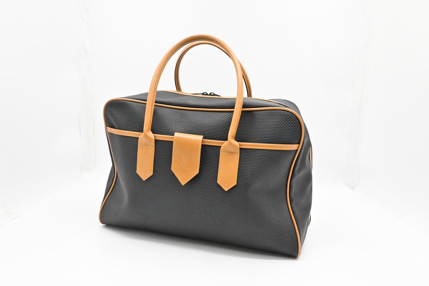 YSL Saint Laurent Boston Bag In Coated Canvas Black Travel Bag