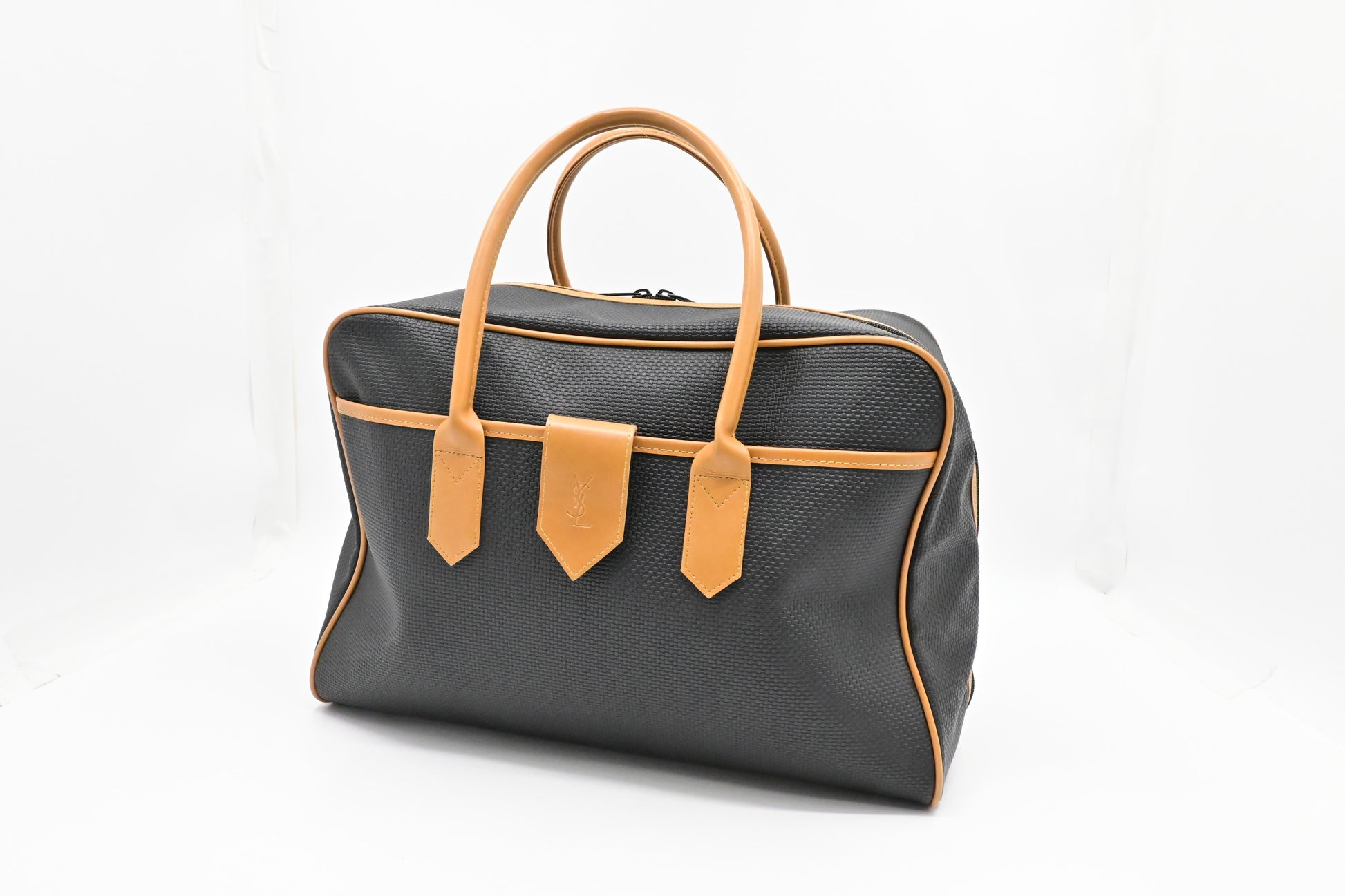 YSL Saint Laurent Boston Bag In Coated Canvas Black Travel Bag