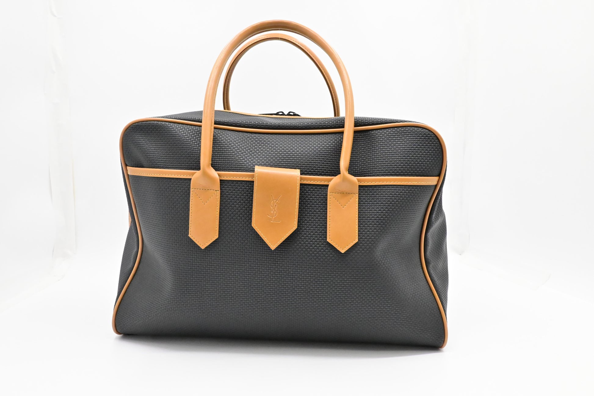 YSL Saint Laurent Boston Bag In Coated Canvas Black Travel Bag