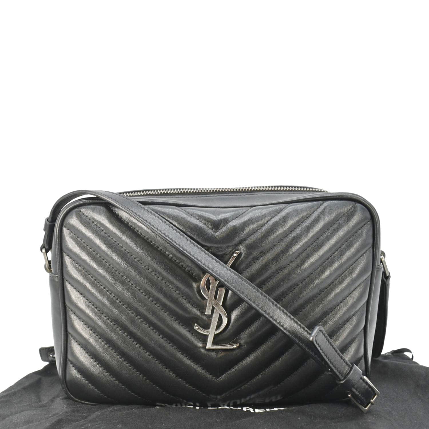 YSL Saint Laurent Yves Lou Camera Chevron Crossbody Bag Leather Black Lou Camera 3