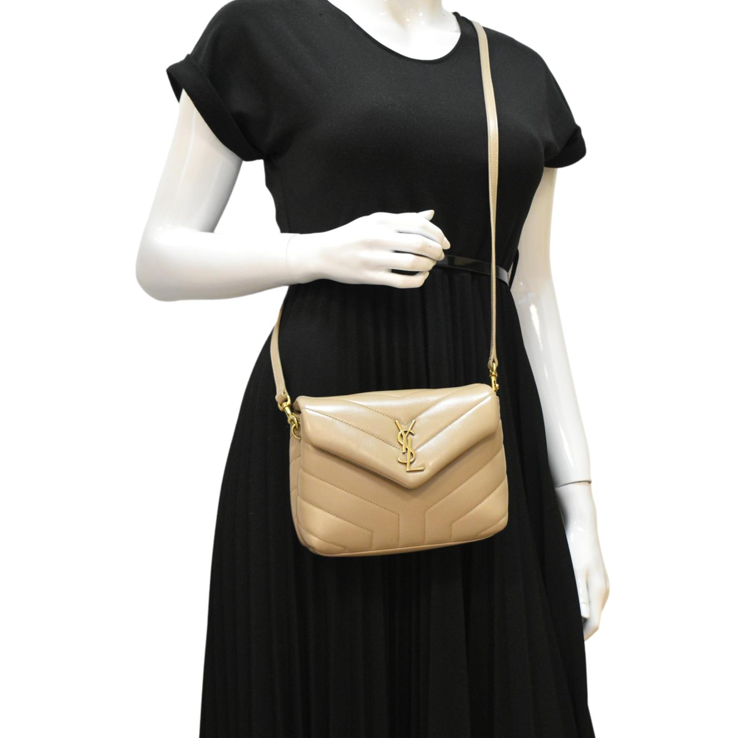 YSL Saint Laurent Yves Loulou Crossbody Bag Leather Matelasse Brown